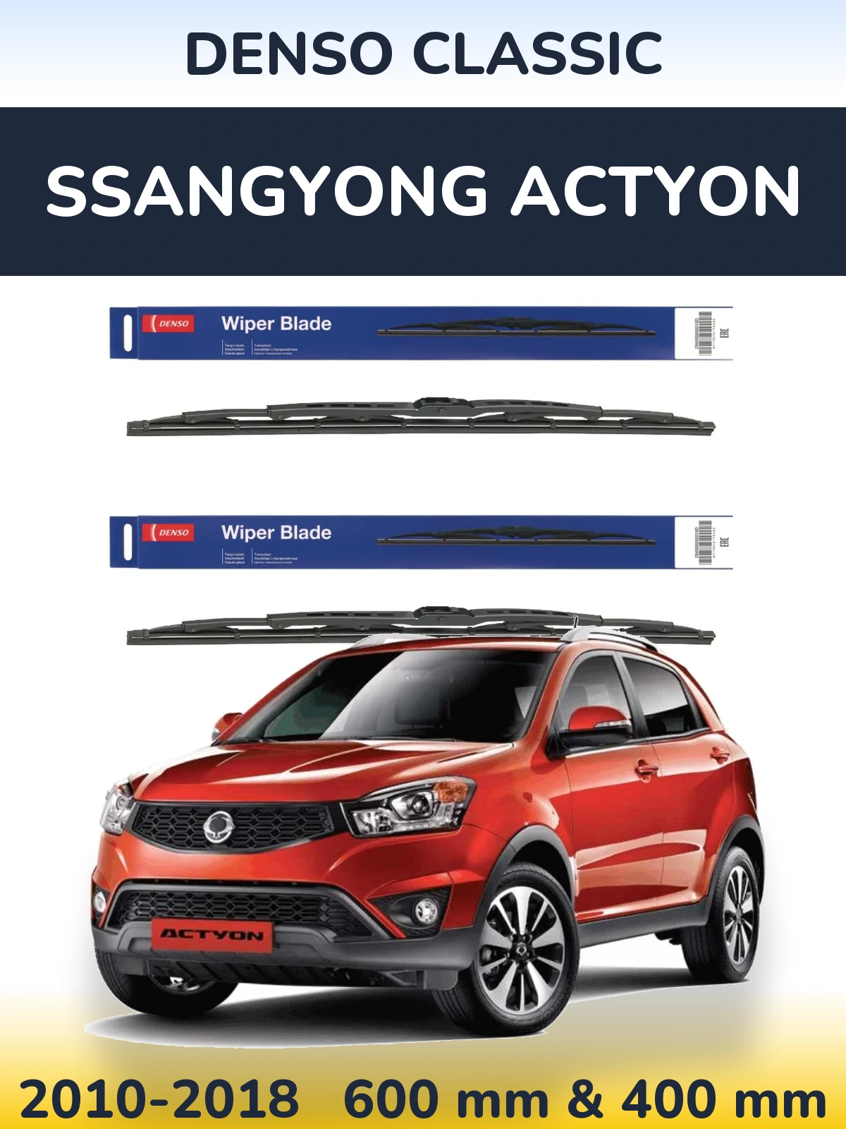 Front wiper blade set Denso Classic 600 & 400 мм for SsangYong Actyon 2010-2018