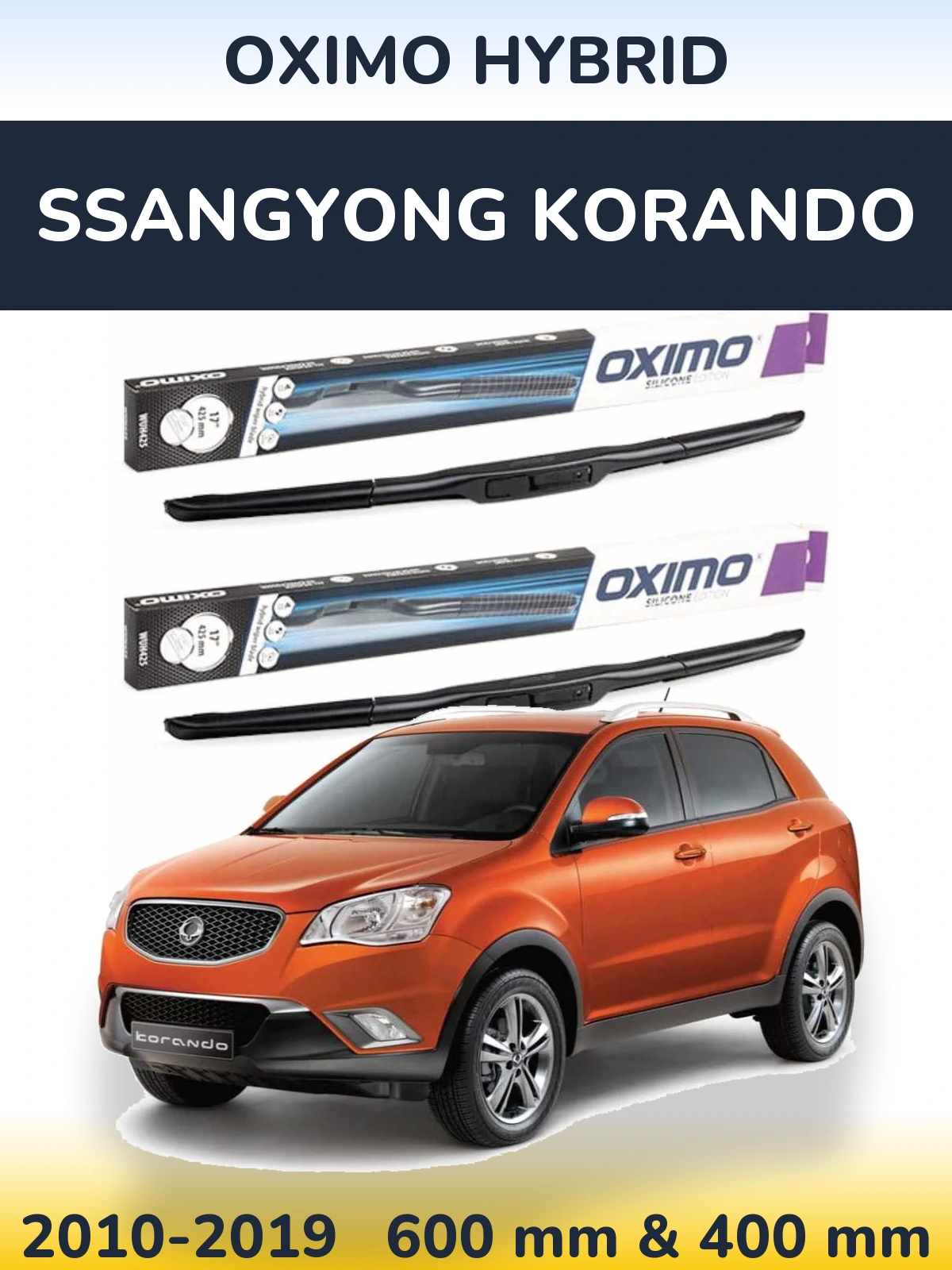 Komplet przednich wycieraczek Oximo Hybrid 600 & 400 mm do SsangYong Korando 2010-2019