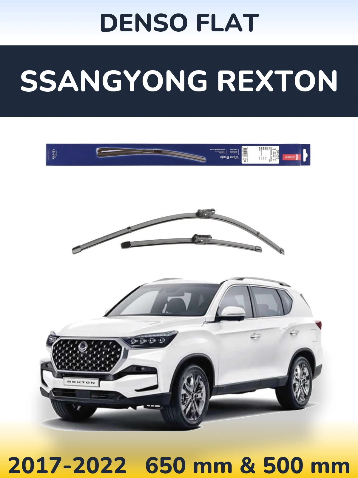 Komplet przednich wycieraczek Denso Flat 630 & 500 mm do SsangYong Rexton 2017-2022