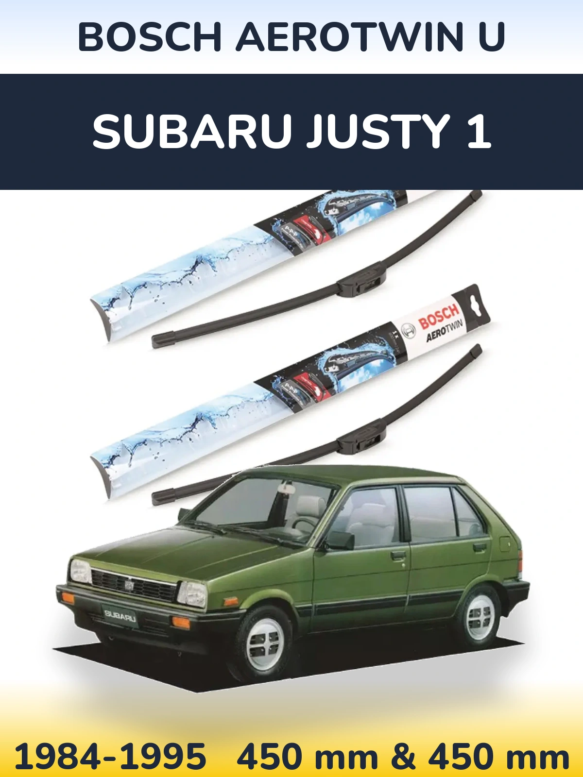 Komplet przednich wycieraczek BOSCH AeroTwin U 450 & 450 mm do Subaru Justy 1 1984-1995