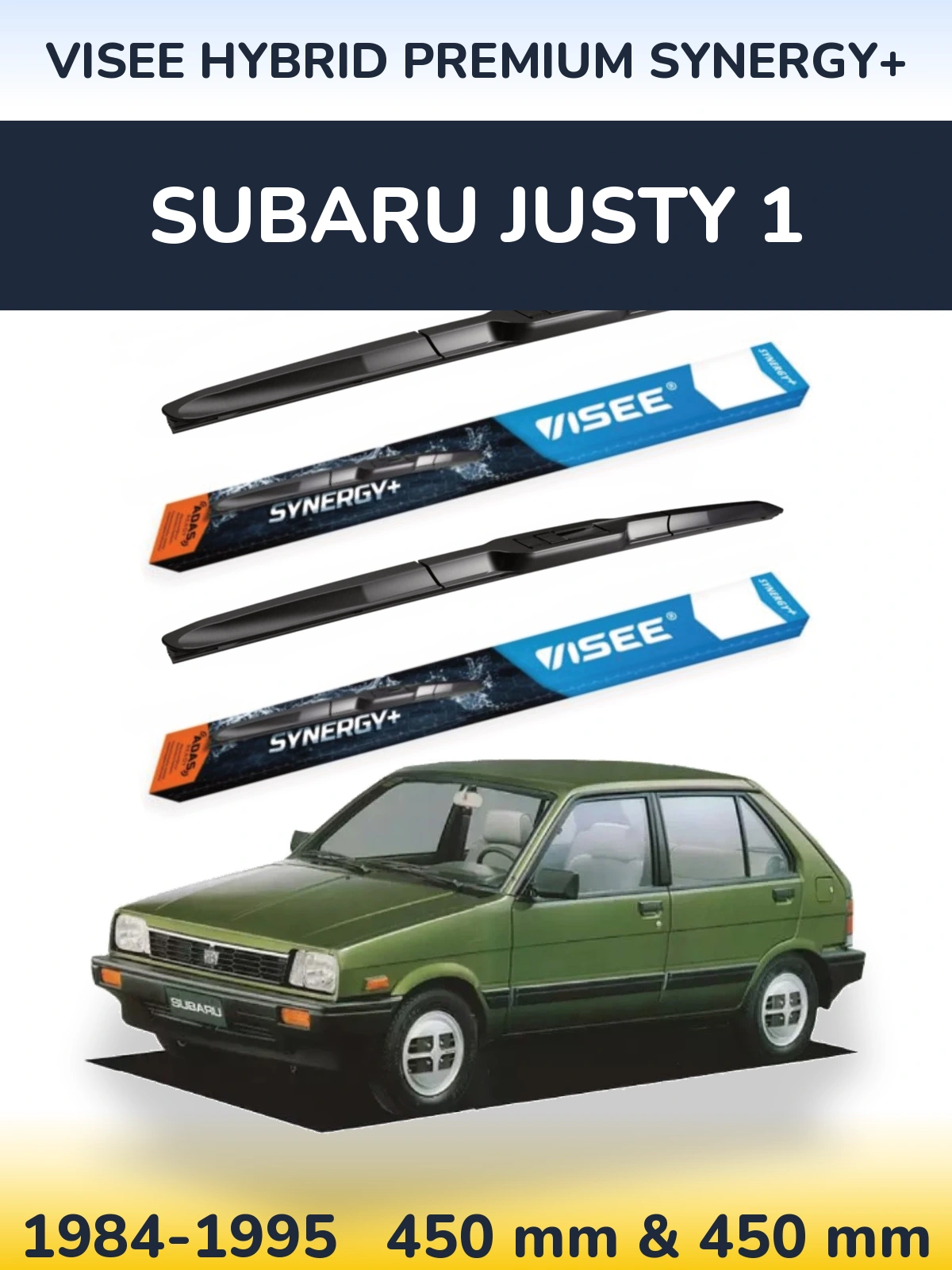 Komplet przednich wycieraczek VISEE HYBRID PREMIUM SYNERGY+ 450 & 450 mm do Subaru Justy 1 1984-1995