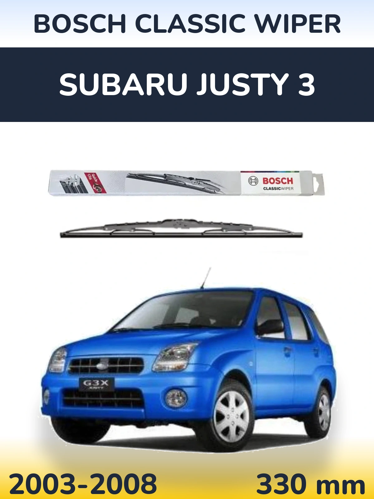 Rear wiper blade BOSCH Classic Wiper 340 мм for Subaru Justy 3 2003-2008