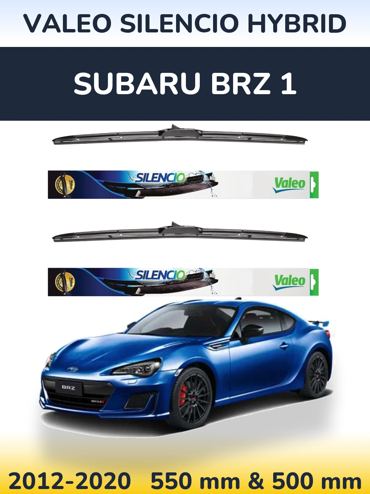 Комплект передних дворников Valeo Silencio Hybrid 550 & 500 мм для Subaru BRZ 1 2012-2020