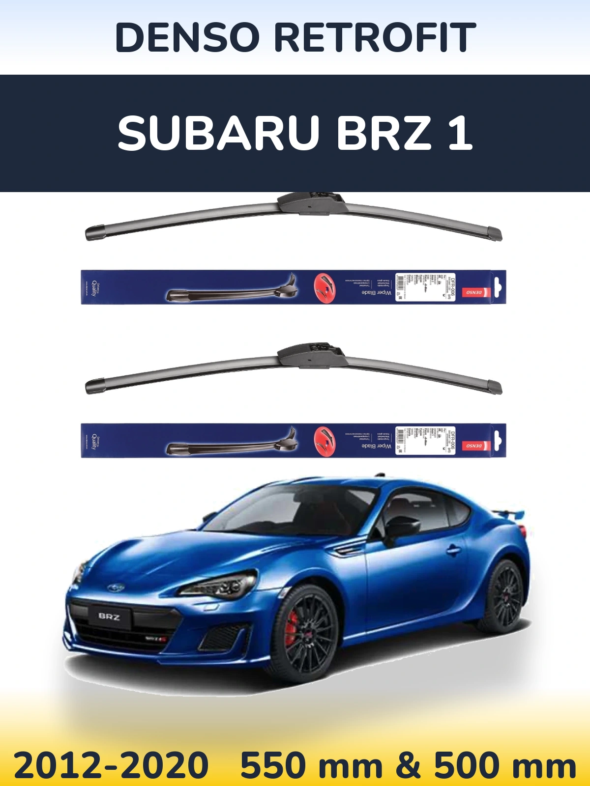Komplet przednich wycieraczek Denso Retrofit 550 & 500 mm do Subaru BRZ 1 2012-2020