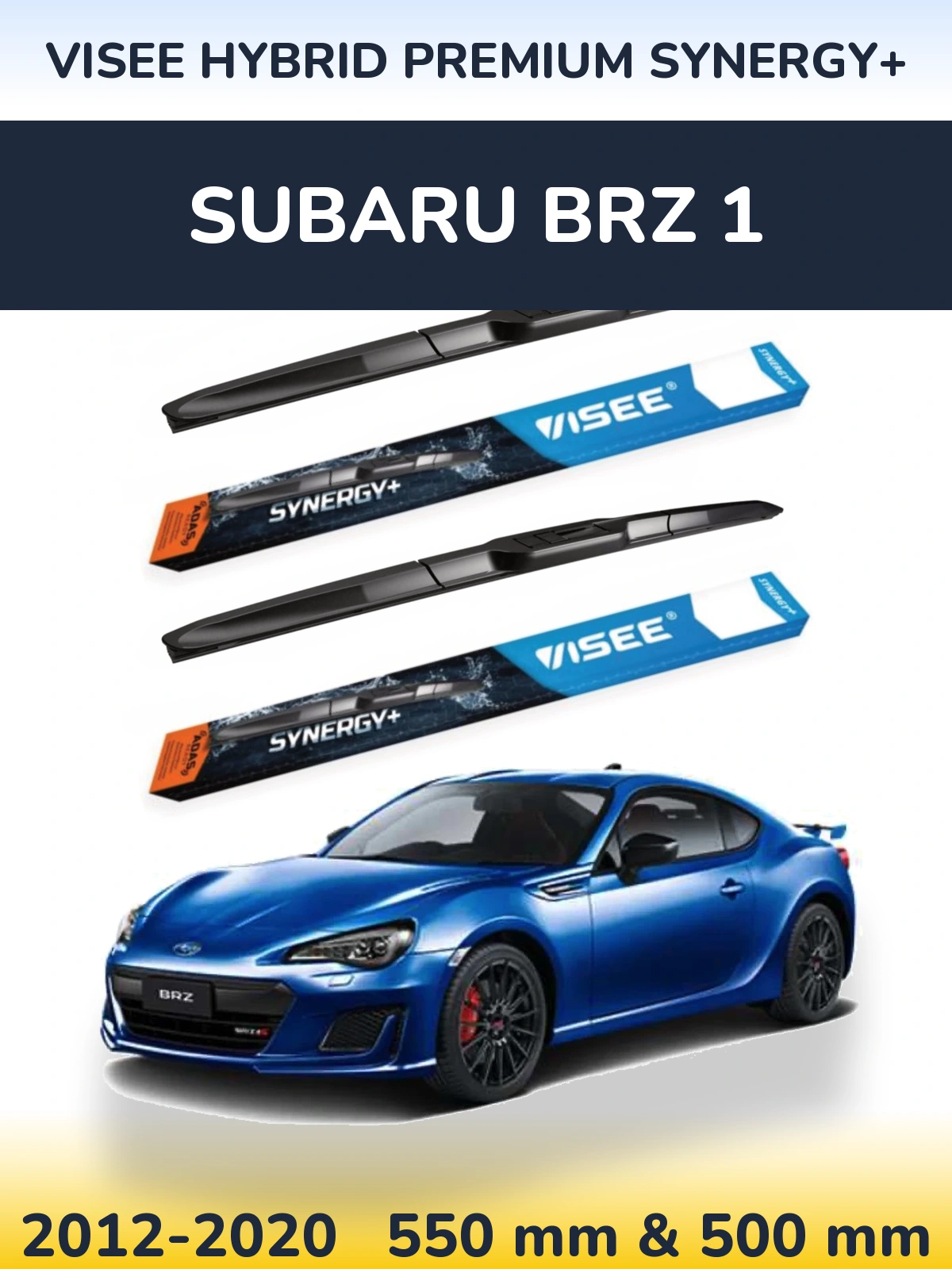 Front wiper blade set VISEE HYBRID PREMIUM SYNERGY+ 550 & 500 mm for Subaru BRZ 1 2012-2020