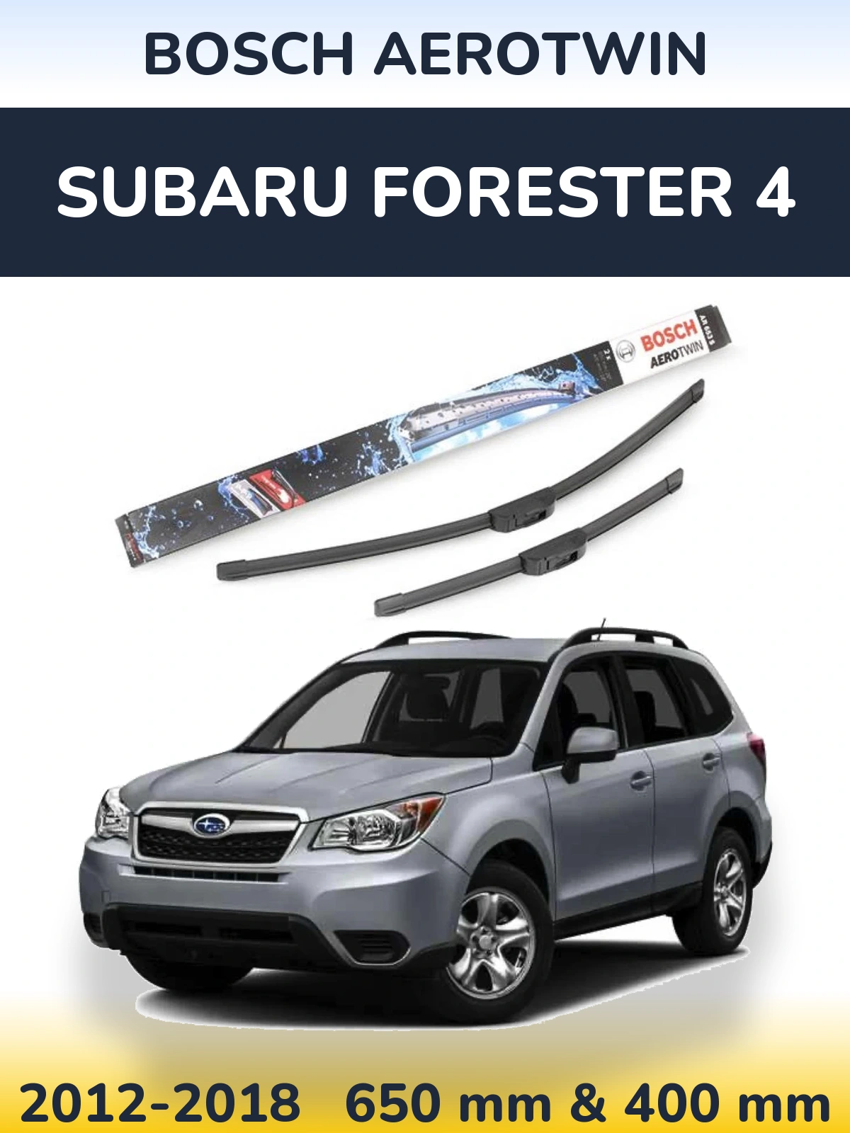 Komplet przednich wycieraczek BOSCH AeroTwin 650 & 400 mm do Subaru Forester 4 2012-2018