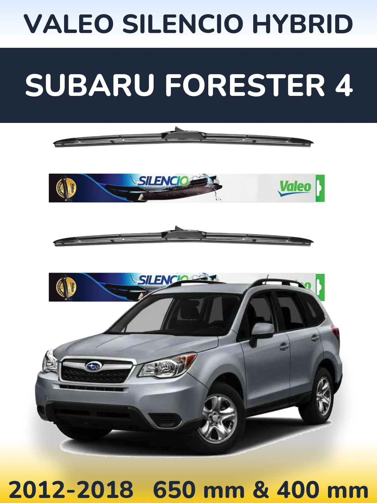 Комплект передних дворников Valeo Silencio Hybrid 650 & 400 мм для Subaru Forester 4 2012-2018