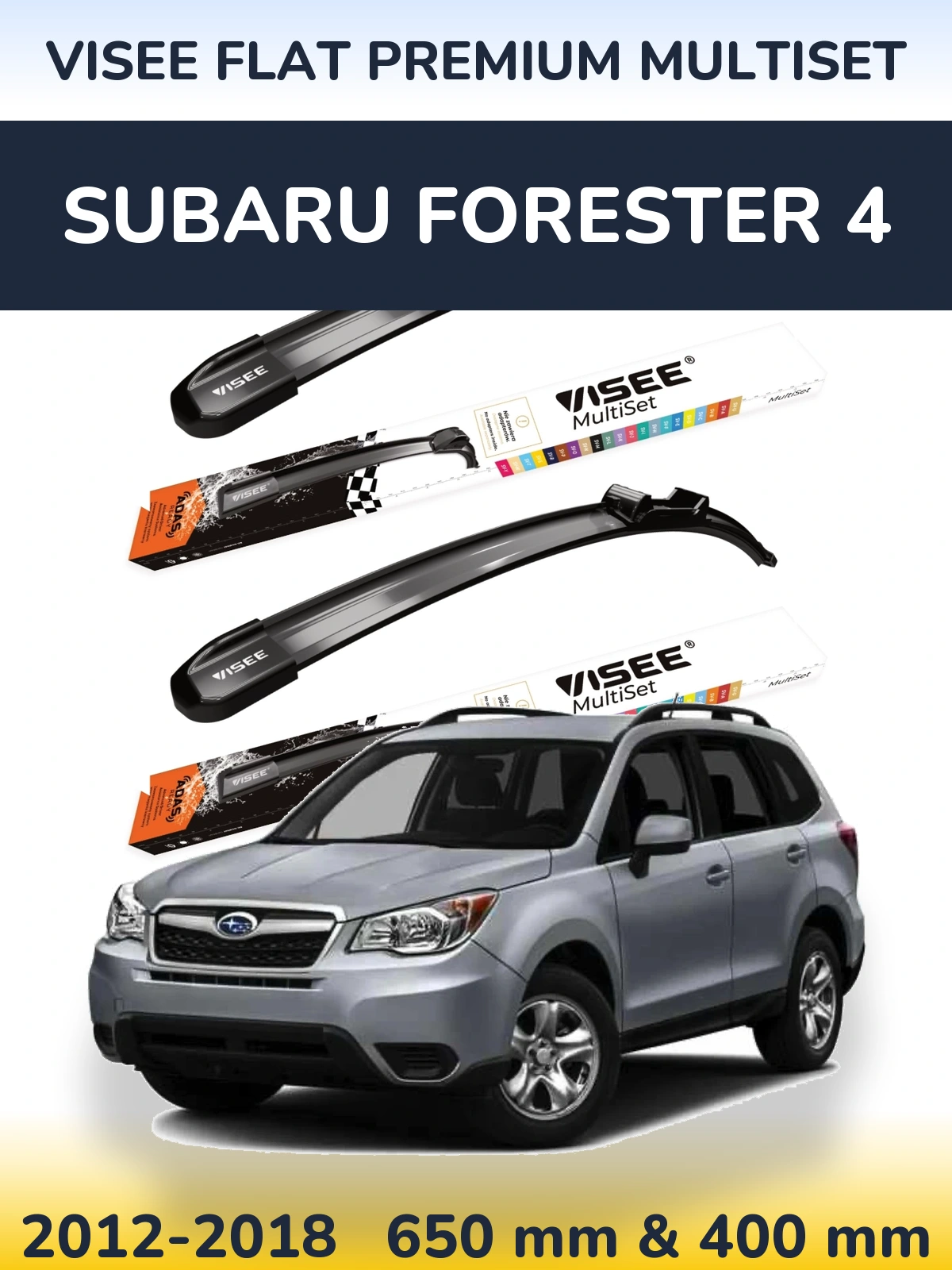 Komplet przednich wycieraczek VISEE FLAT PREMIUM MultiSet 650 & 400 mm do Subaru Forester 4 2012-2018