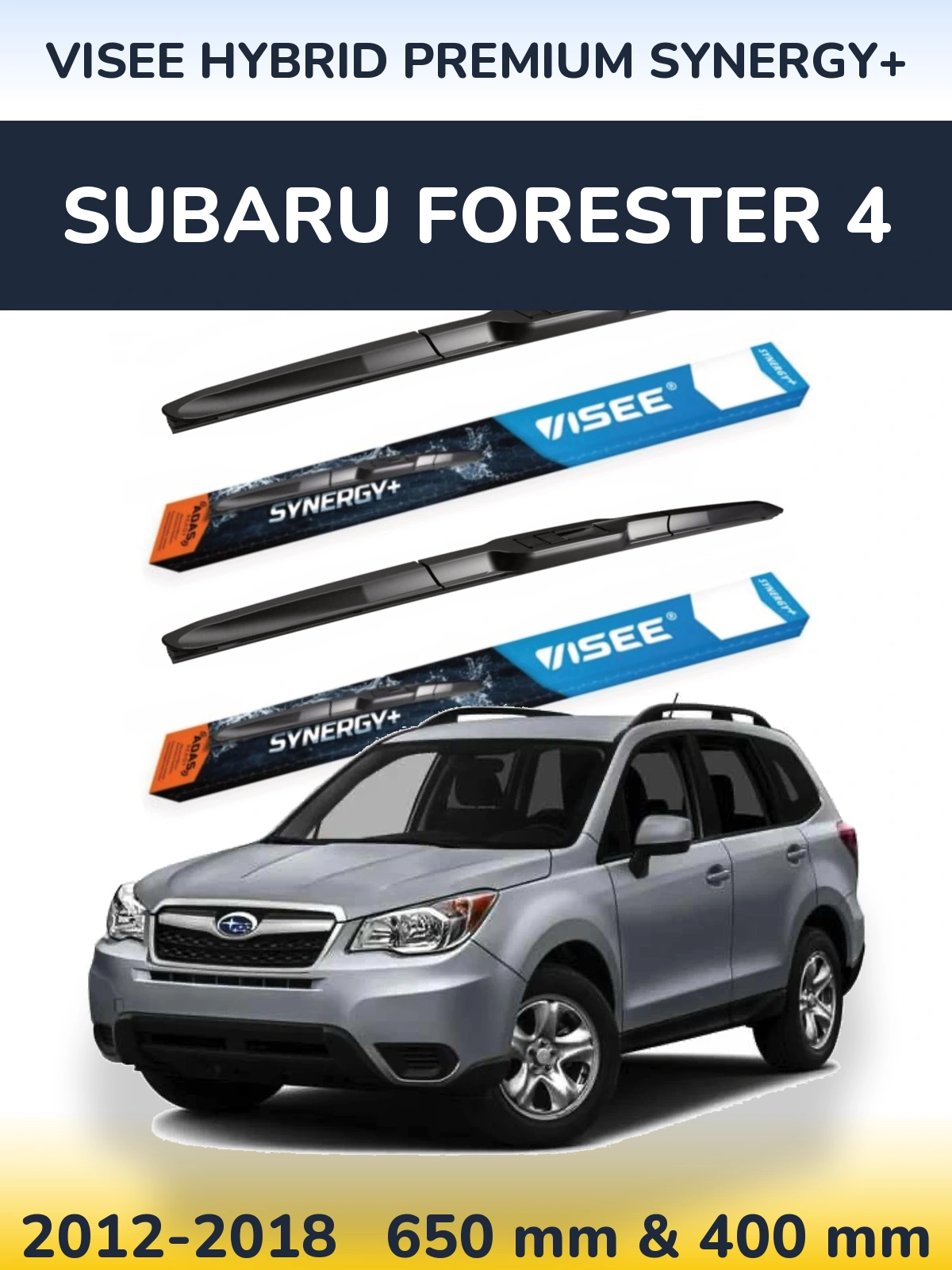 Комплект передніх щіток VISEE HYBRID PREMIUM SYNERGY+ 650 & 400 мм для Subaru Forester 4 2012-2018