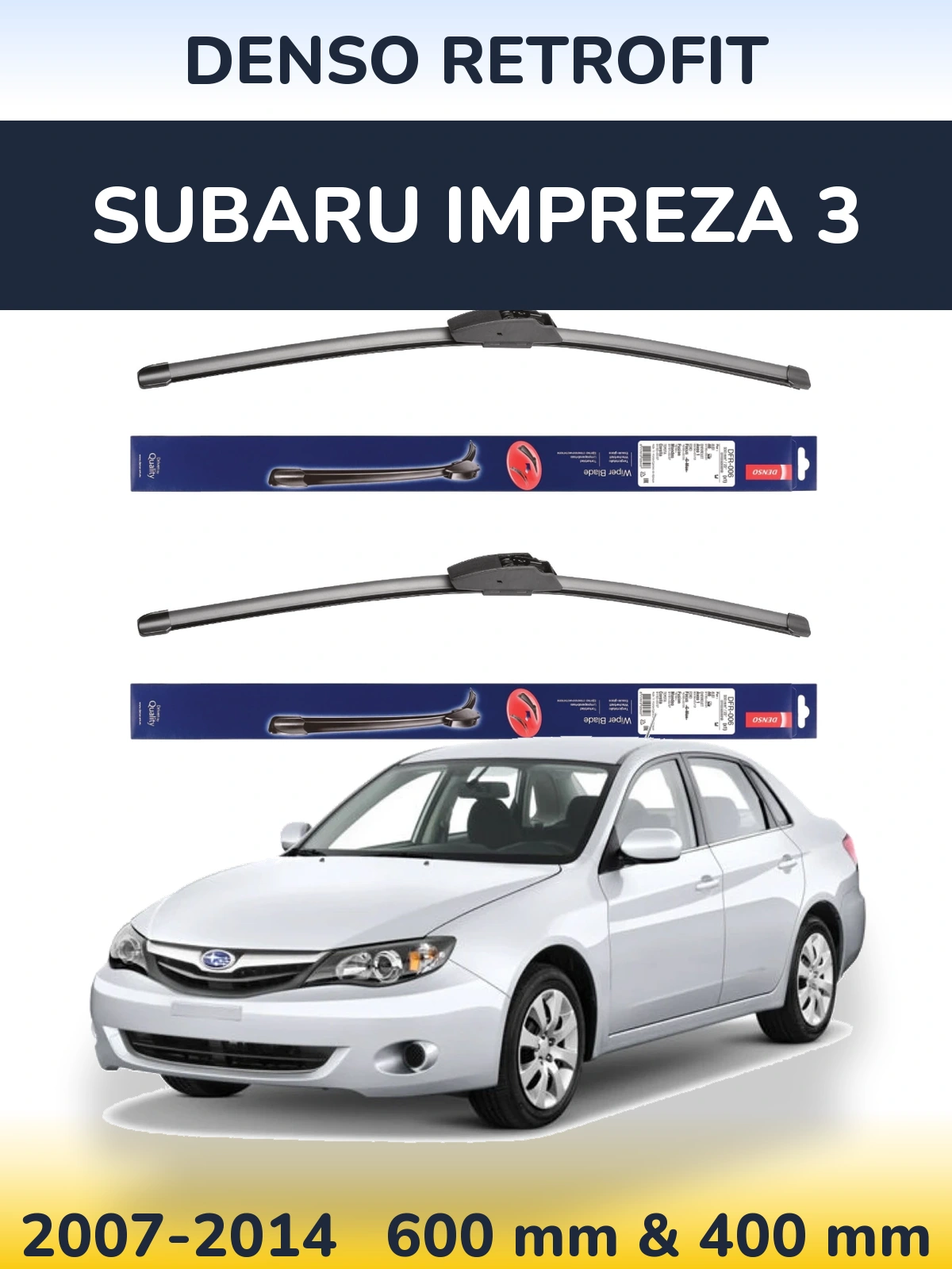 Комплект передних дворников Denso Retrofit 600 & 400 мм для Subaru Impreza 3 2007-2014