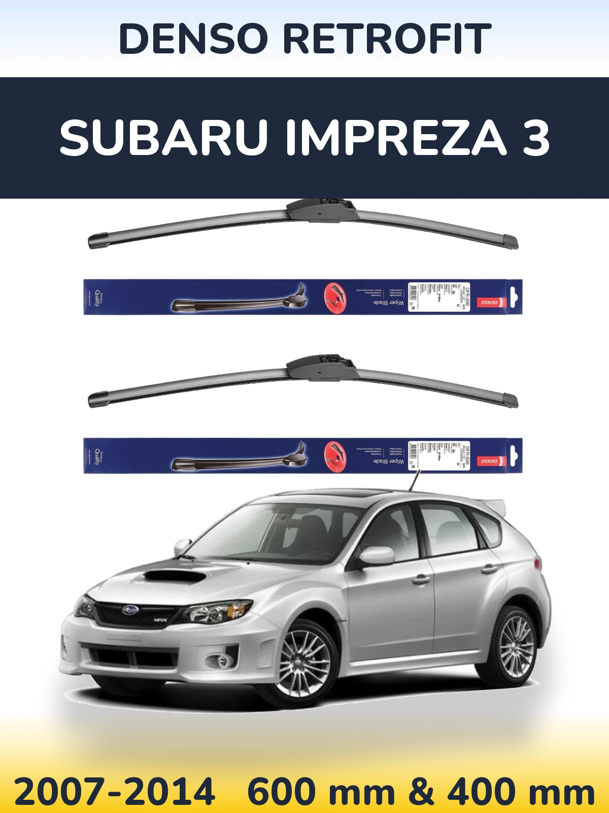 Front wiper blade set Denso Retrofit 600 & 400 мм for Subaru Impreza 3 2007-2014