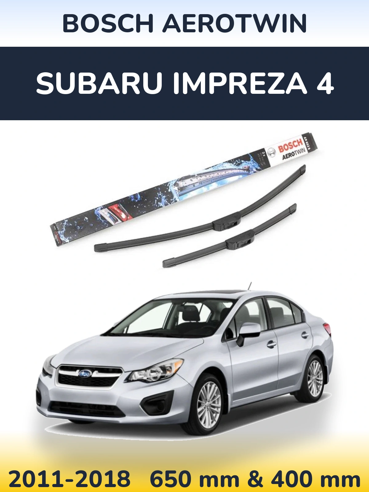 Комплект передніх щіток BOSCH AeroTwin 650 & 400 мм для Subaru Impreza 4 2011-2018