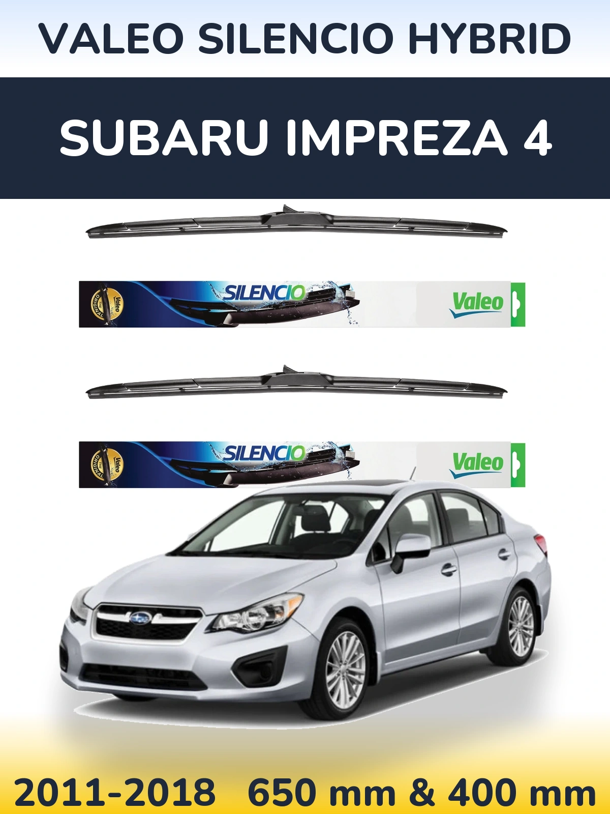 Комплект передніх щіток Valeo Silencio Hybrid 650 & 400 мм для Subaru Impreza 4 2011-2018