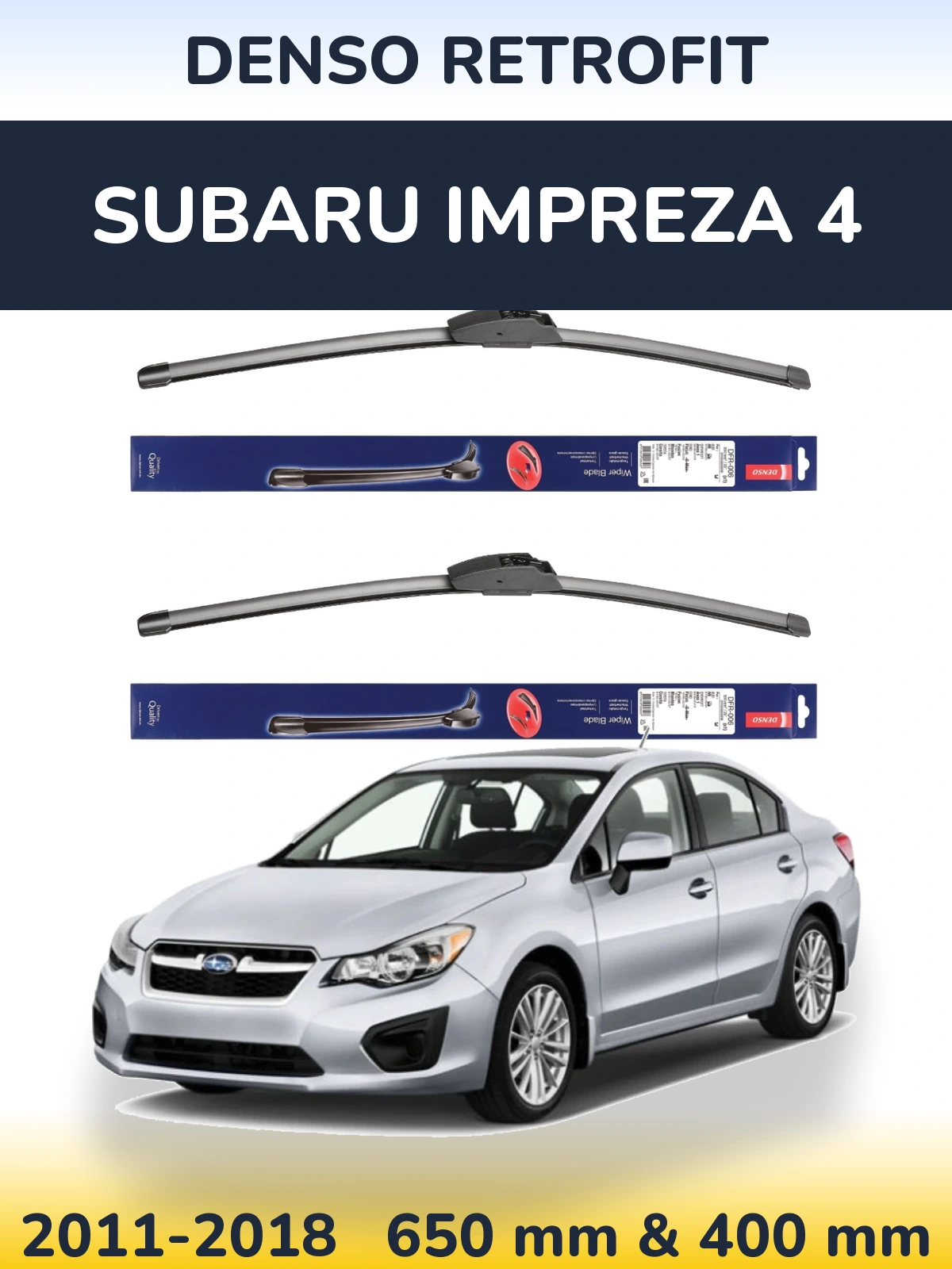 Комплект передніх щіток Denso Retrofit 650 & 400 мм для Subaru Impreza 4 2011-2018
