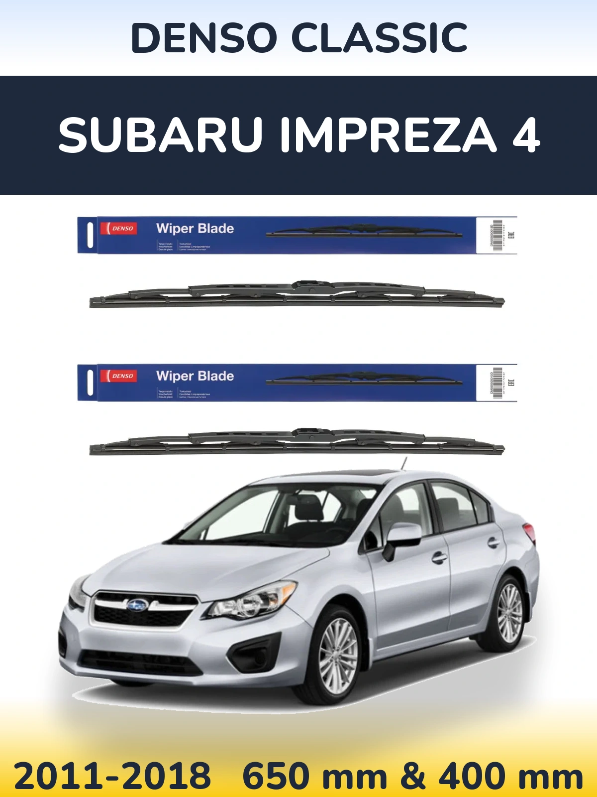 Komplet przednich wycieraczek Denso Classic 650 & 400 mm do Subaru Impreza 4 2011-2018