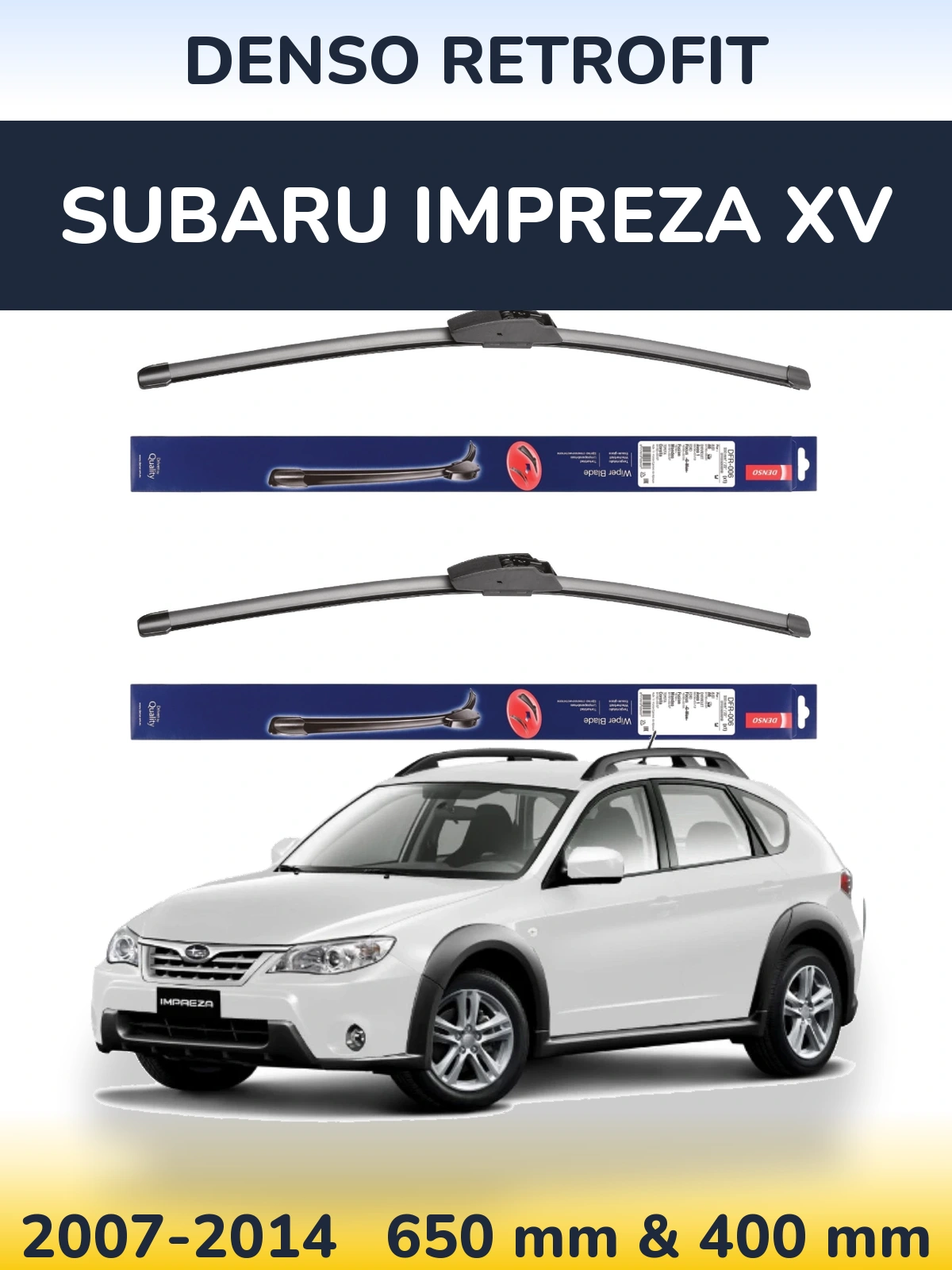 Komplet przednich wycieraczek Denso Retrofit 650 & 400 mm do Subaru Impreza XV 2007-2014