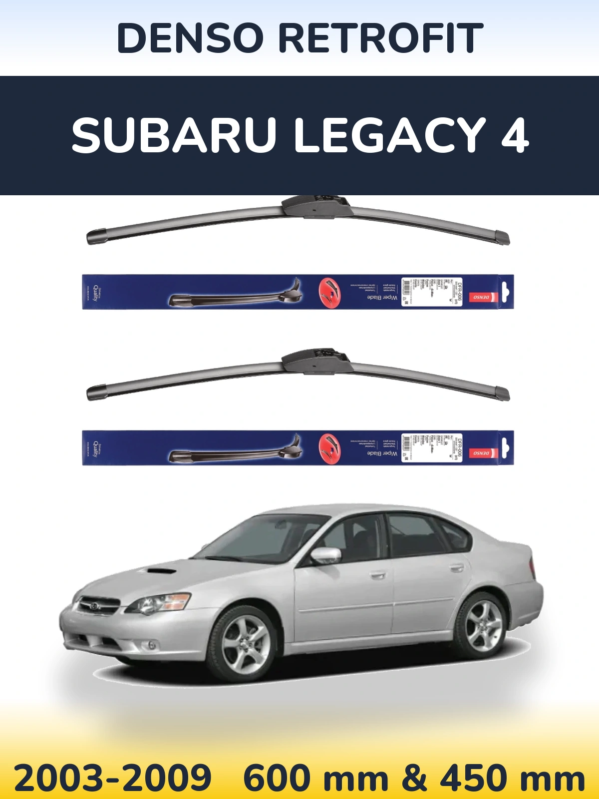 Komplet przednich wycieraczek Denso Retrofit 600 & 450 mm do Subaru Legacy 4 2003-2009