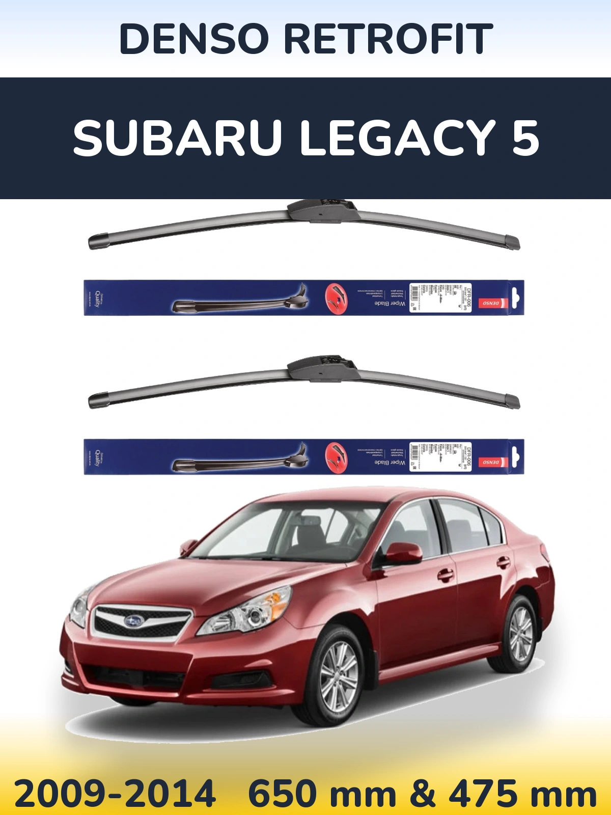 Komplet przednich wycieraczek Denso Retrofit 650 & 475 mm do Subaru Legacy 5 2009-2014