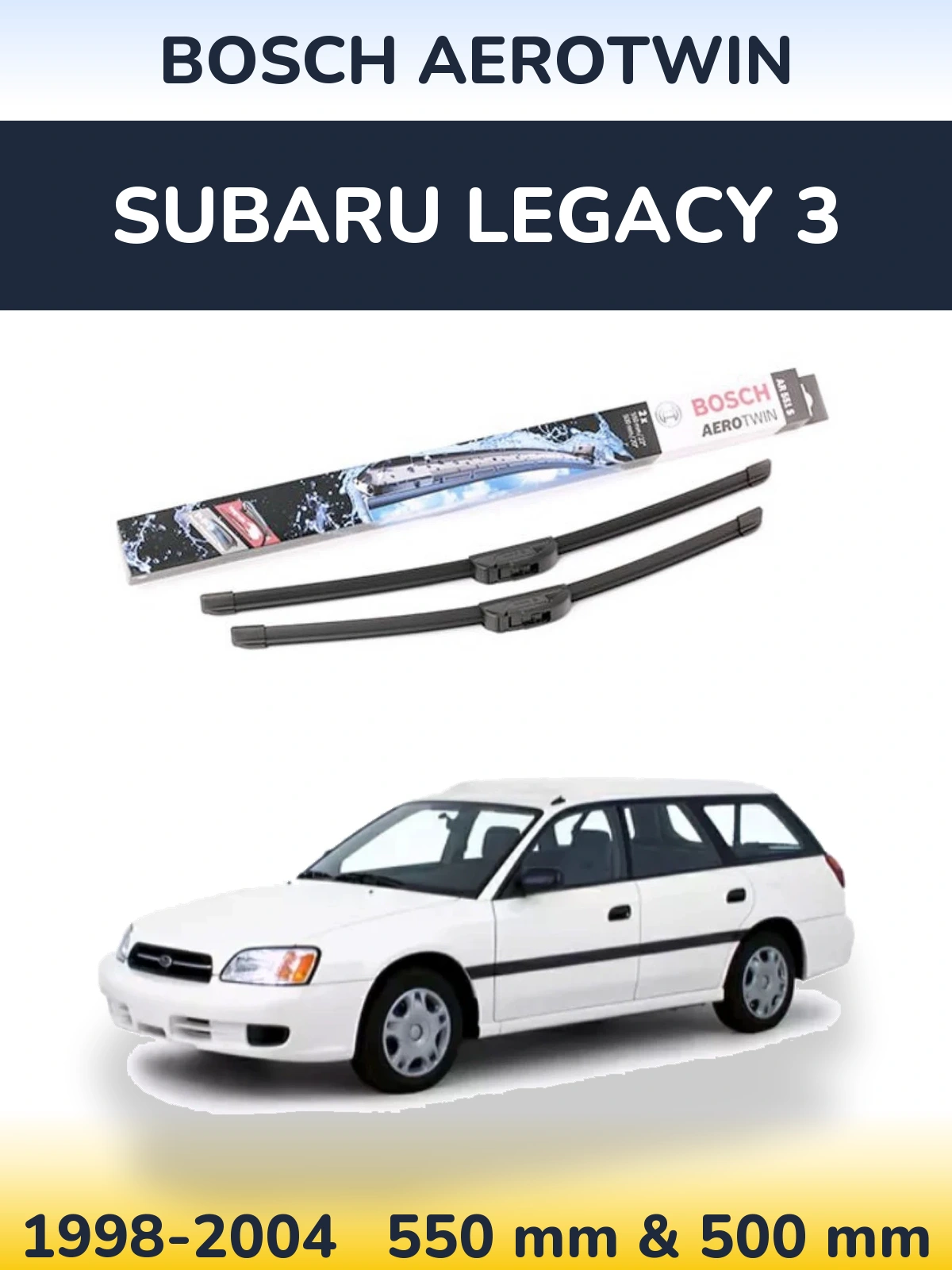 Front wiper blade set BOSCH AeroTwin 550 & 500 мм for Subaru Legacy 3 1998-2004