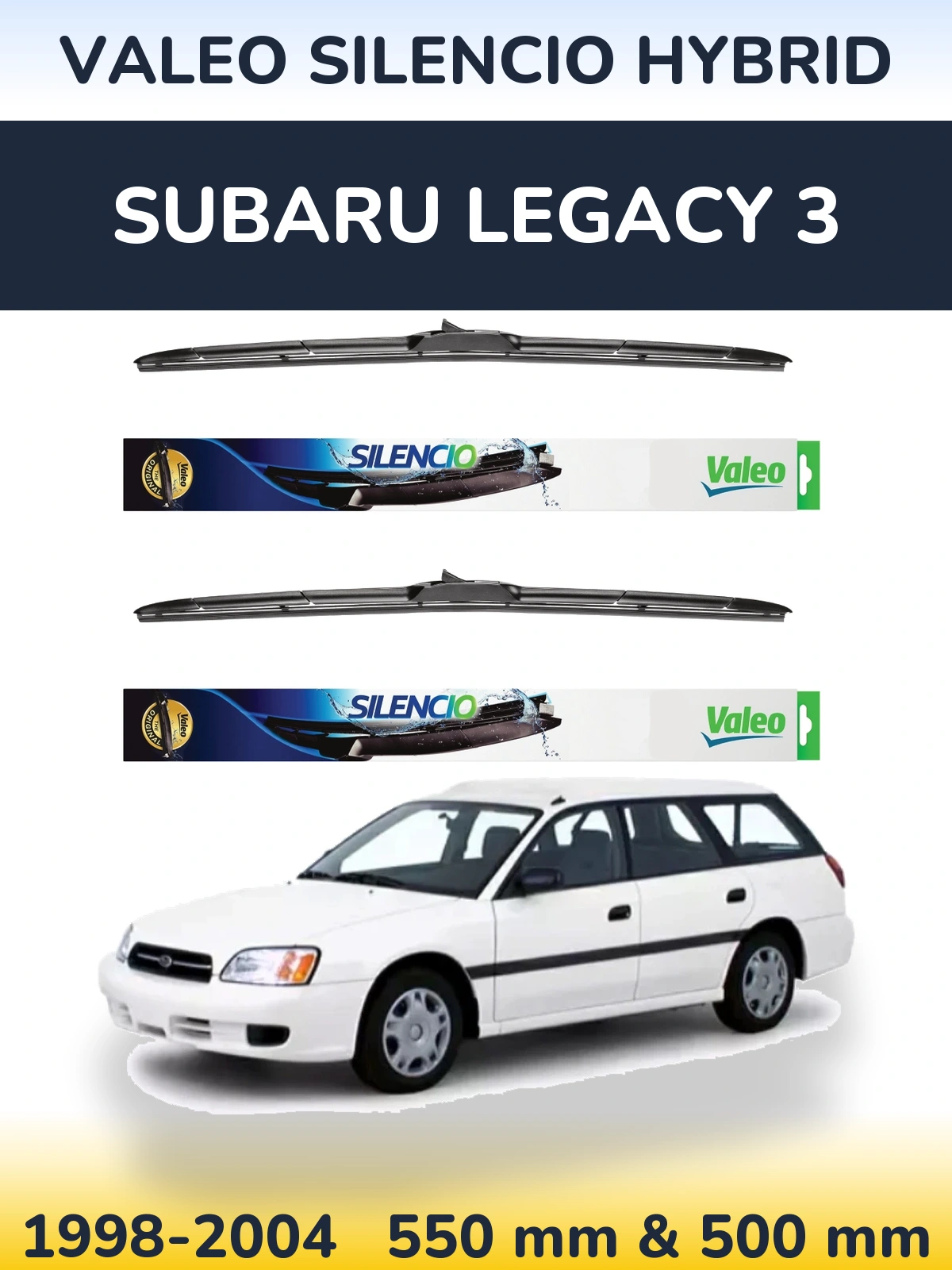 Комплект передніх щіток Valeo Silencio Hybrid 550 & 500 мм для Subaru Legacy 3 1998-2004