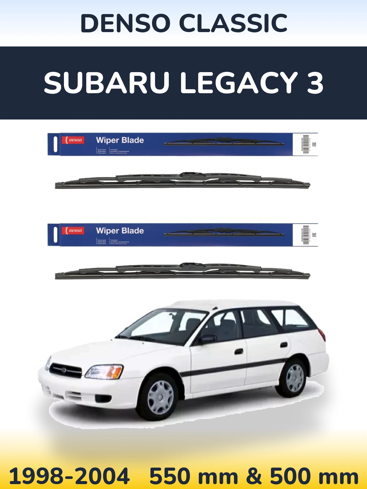 Komplet przednich wycieraczek Denso Classic 550 & 500 mm do Subaru Legacy 3 1998-2004