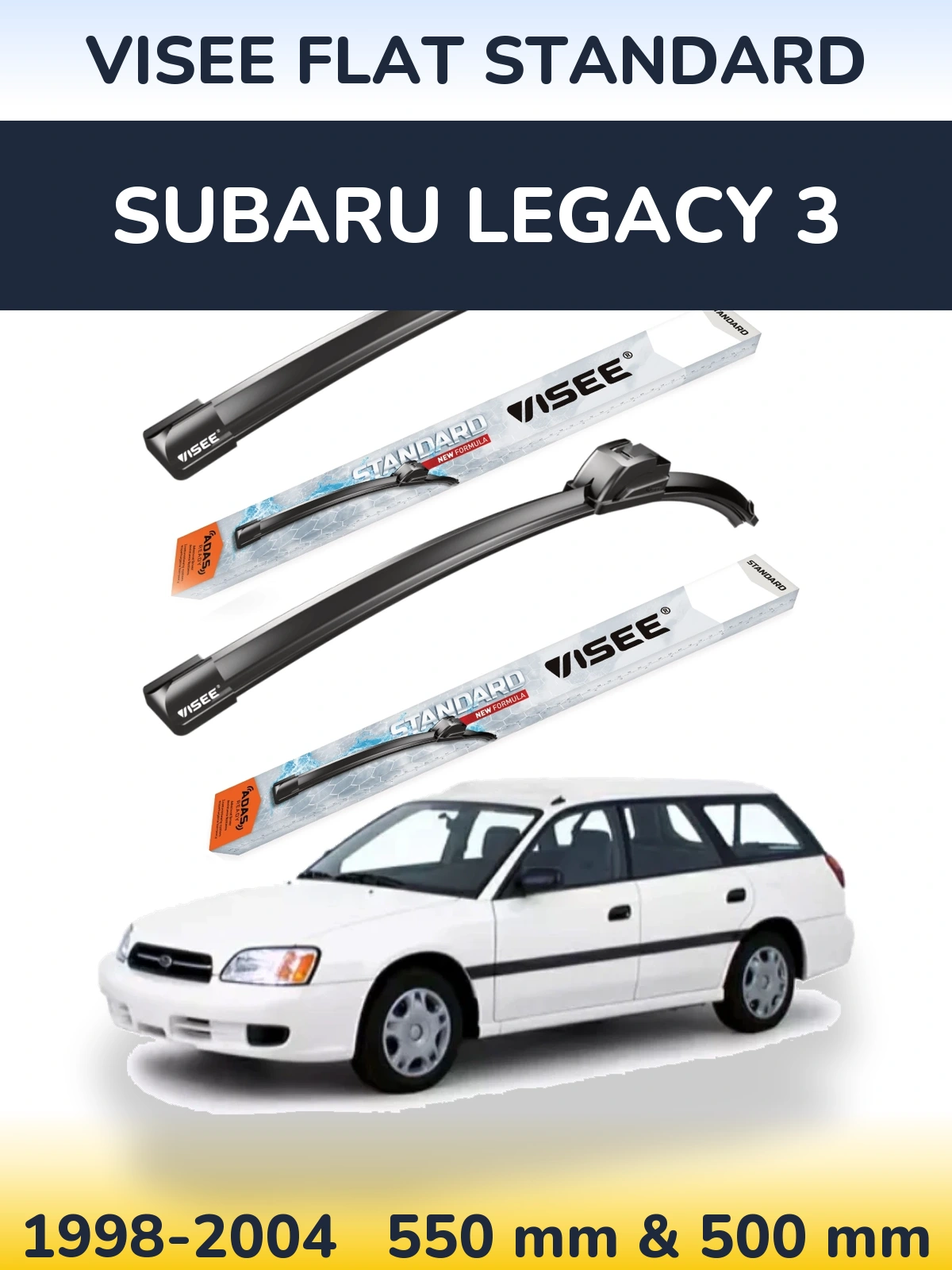 Комплект передніх щіток VISEE FLAT STANDARD 550 & 500 мм для Subaru Legacy 3 1998-2004