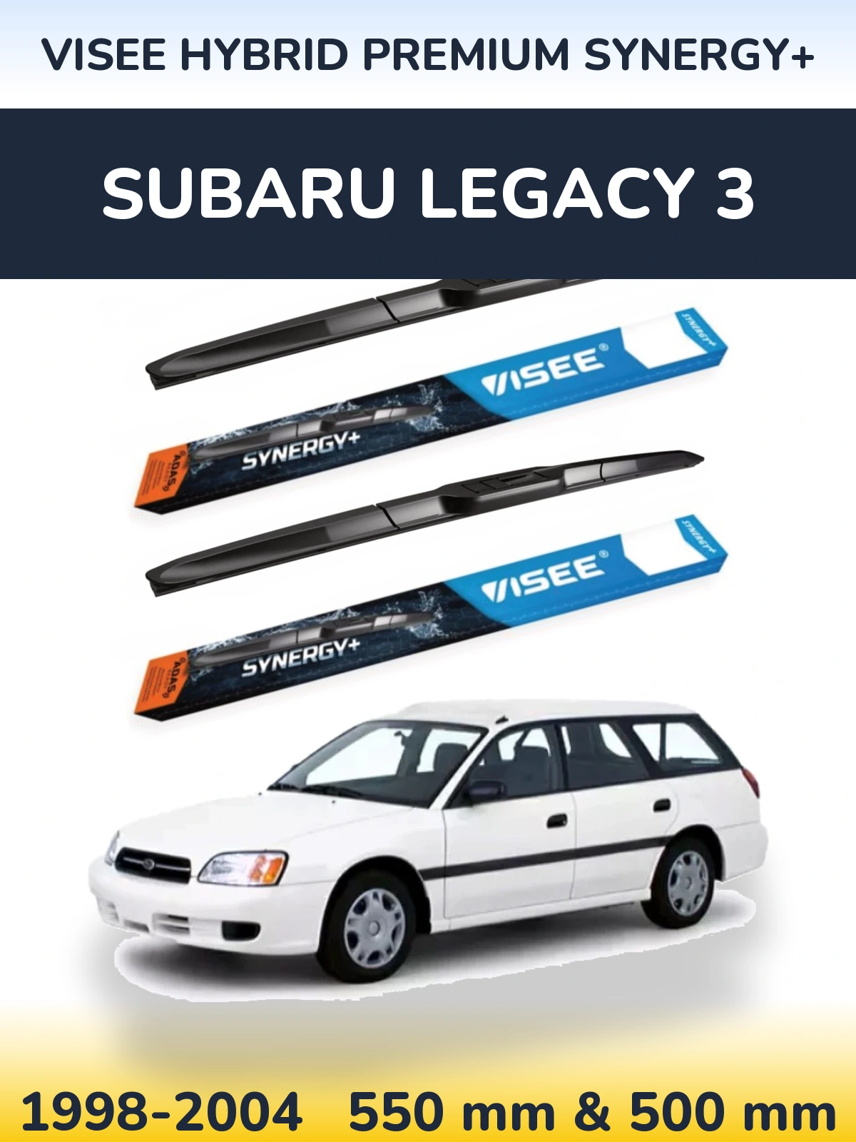 Front wiper blade set VISEE HYBRID PREMIUM SYNERGY+ 550 & 500 мм for Subaru Legacy 3 1998-2004