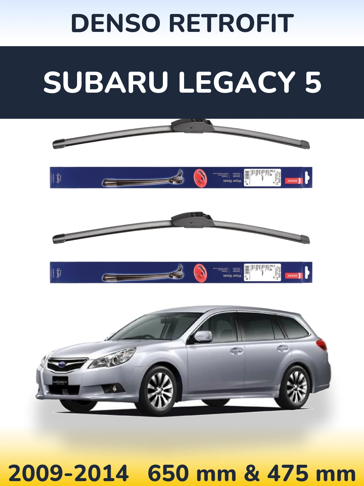 Front wiper blade set Denso Retrofit 650 & 475 мм for Subaru Legacy 5 2009-2014