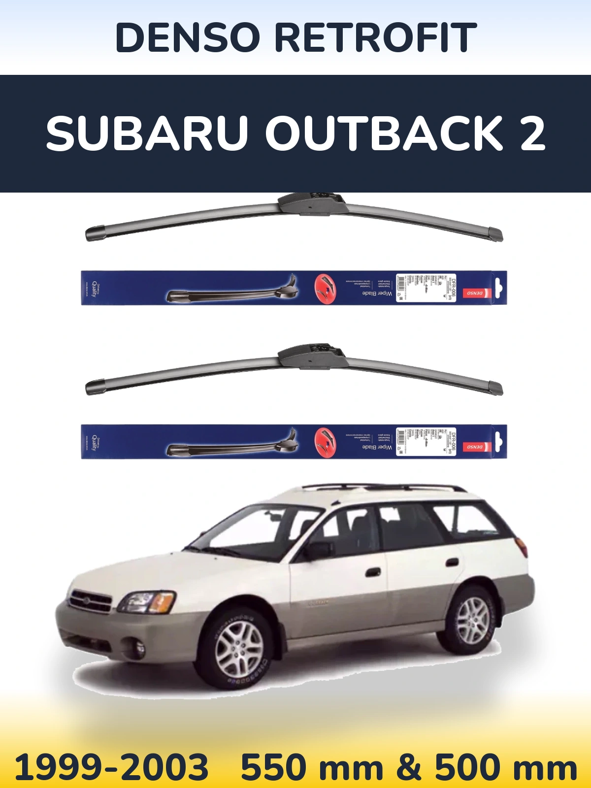 Комплект передніх щіток Denso Retrofit 550 & 500 мм для Subaru Outback 2 1999-2003
