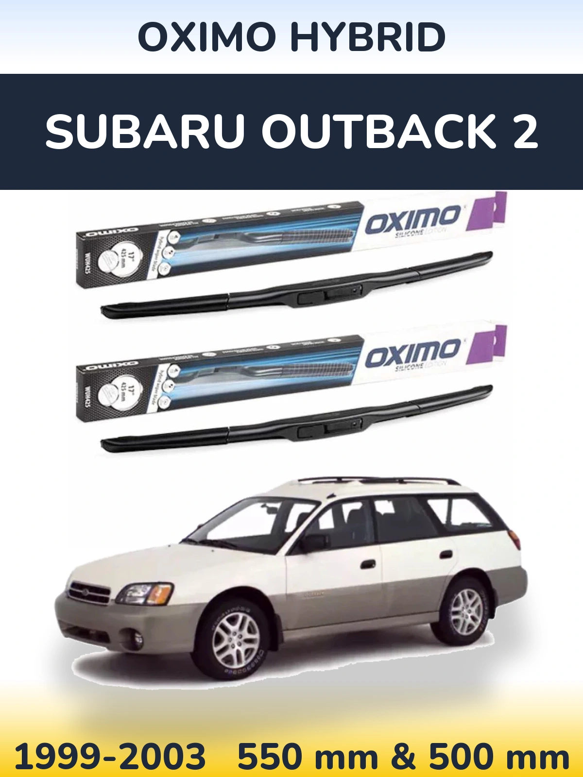 Front wiper blade set Oximo Hybrid 550 & 500 мм for Subaru Outback 2 1999-2003