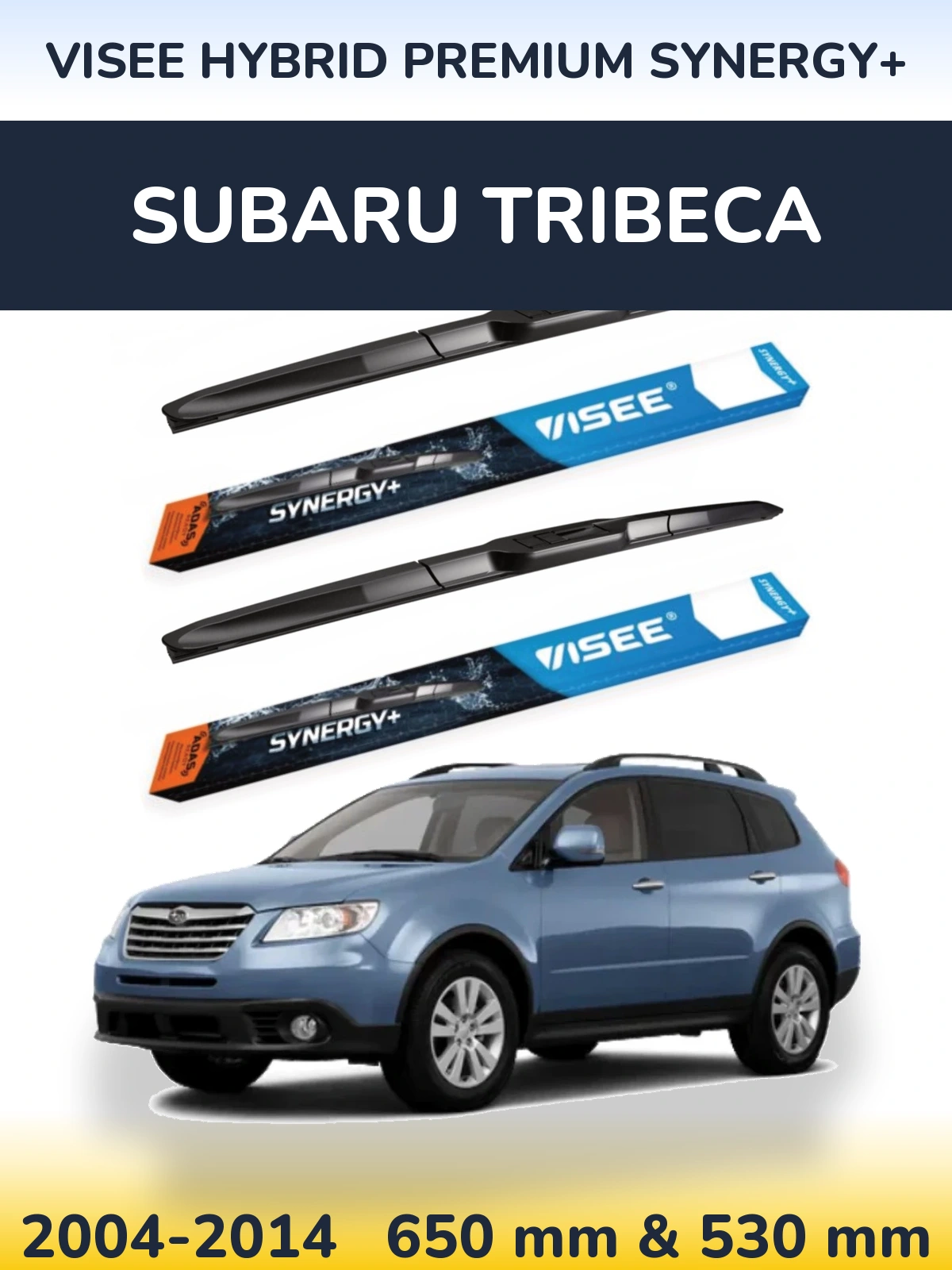 Комплект передніх щіток VISEE HYBRID PREMIUM SYNERGY+ 650 & 530 мм для Subaru Tribeca 2004-2014