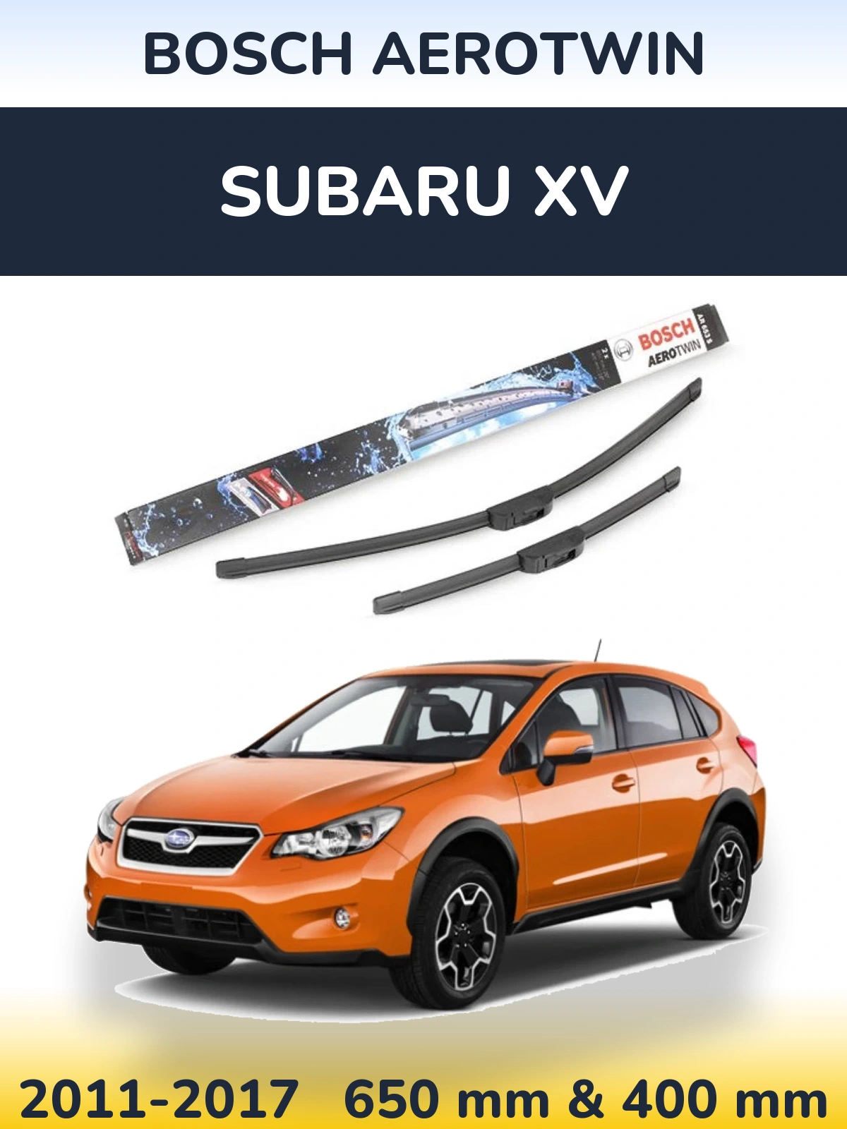 Комплект передніх щіток BOSCH AeroTwin 650 & 400 мм для Subaru XV 2011-2017