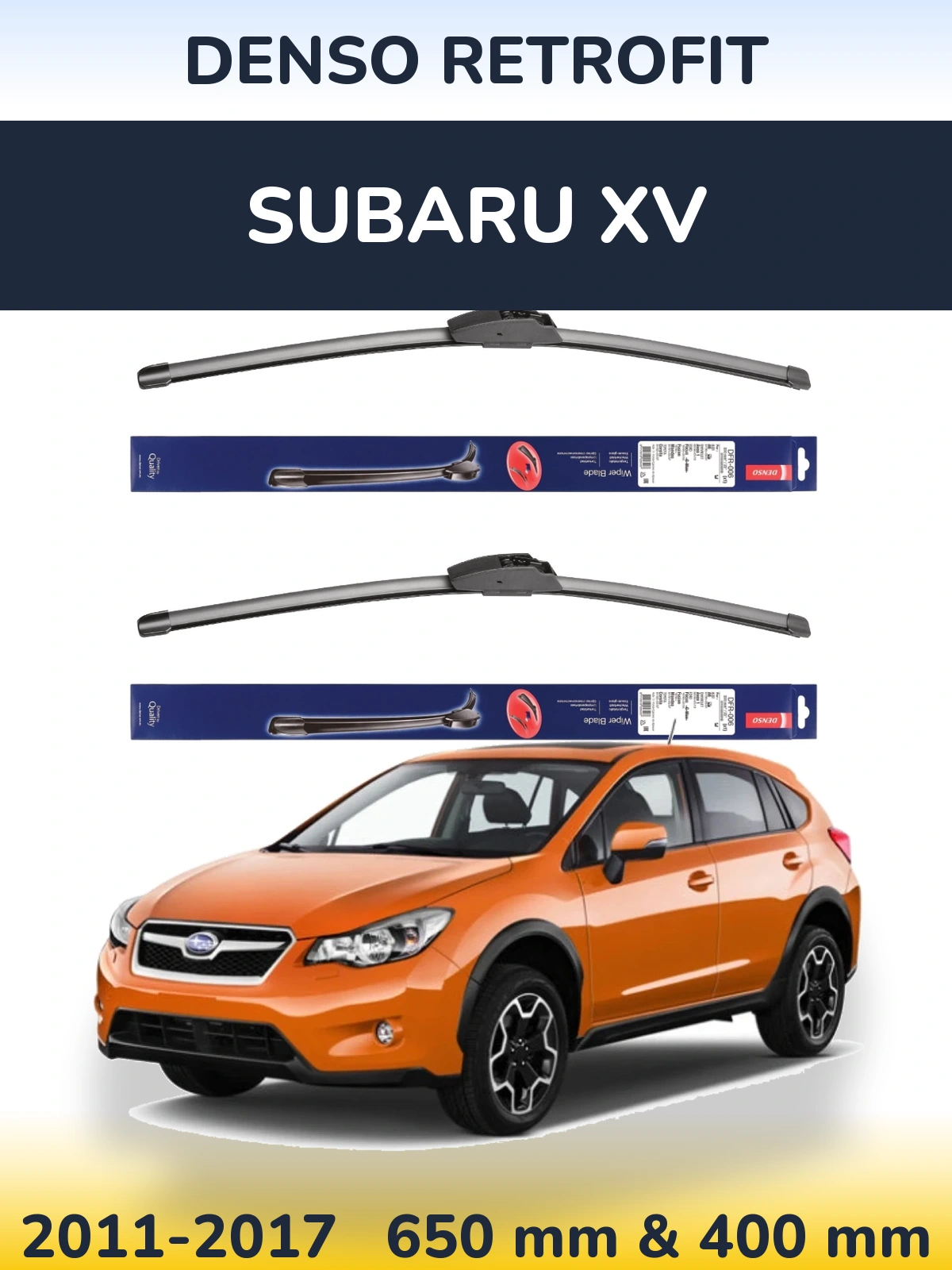 Komplet przednich wycieraczek Denso Retrofit 650 & 400 mm do Subaru XV 2011-2017