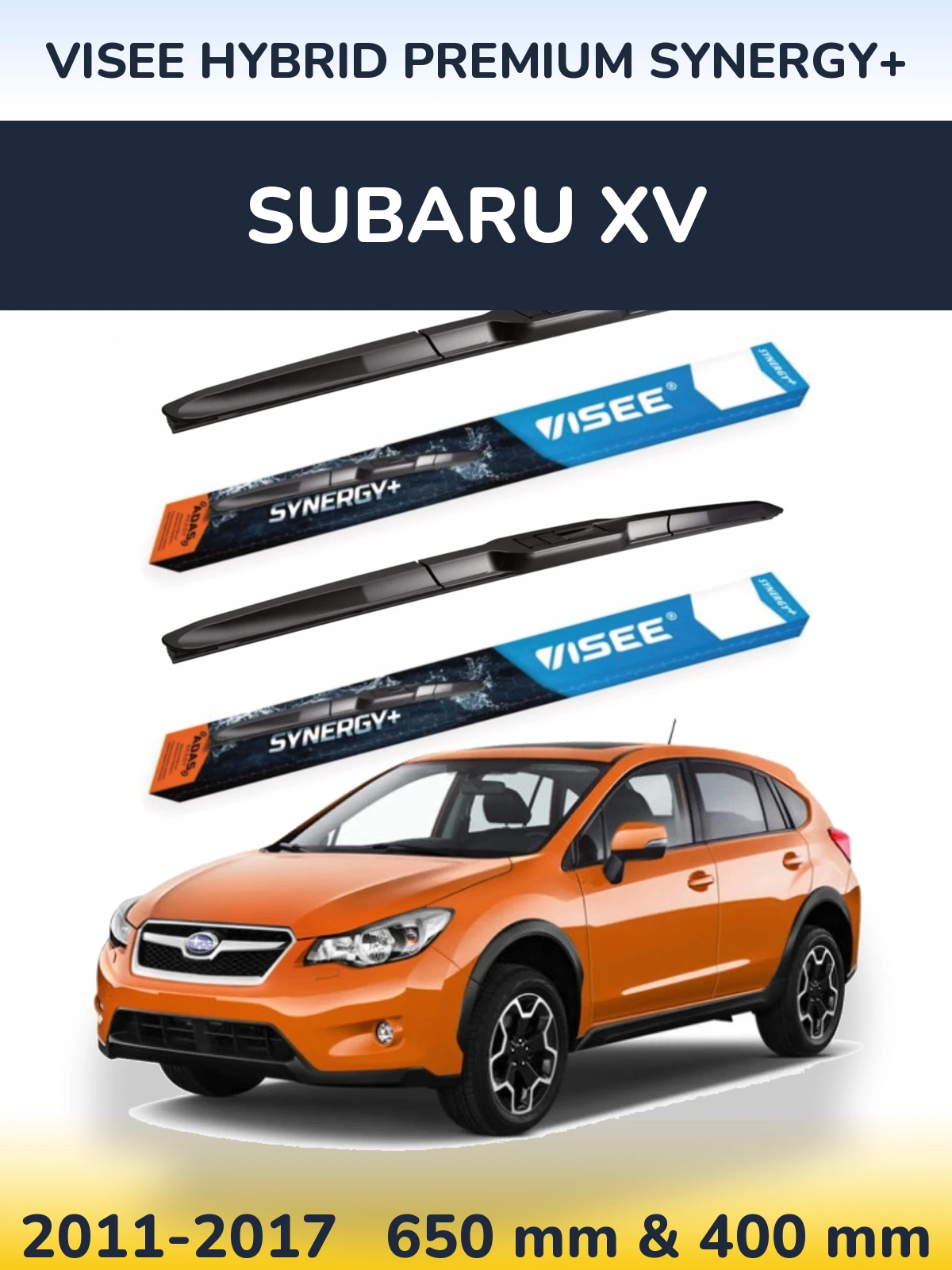 Front wiper blade set VISEE HYBRID PREMIUM SYNERGY+ 650 & 400 мм for Subaru XV 2011-2017