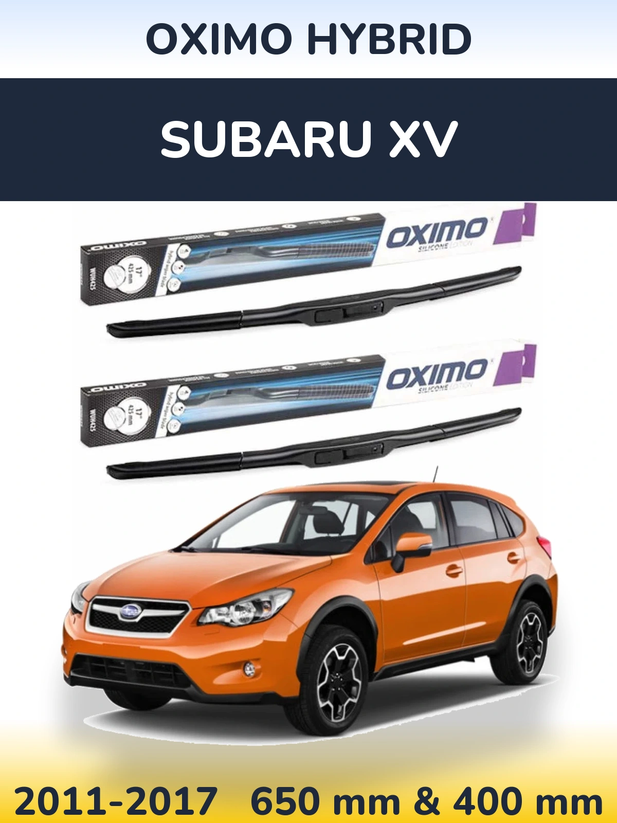 Front wiper blade set Oximo Hybrid 650 & 400 мм for Subaru XV 2011-2017