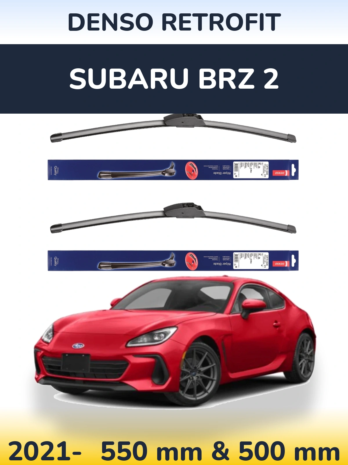 Komplet przednich wycieraczek Denso Retrofit 550 & 500 mm do Subaru BRZ 2 2021-2026