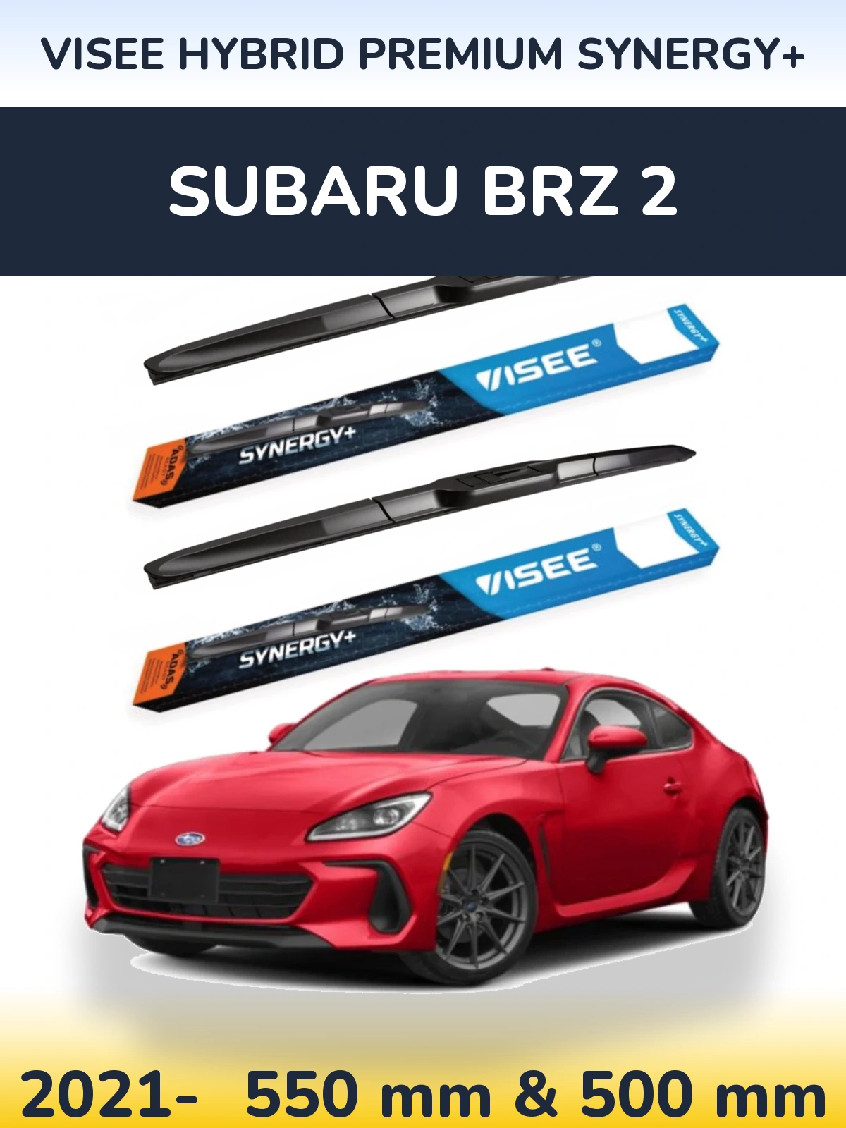 Комплект передніх щіток VISEE HYBRID PREMIUM SYNERGY+ 550 & 500 мм для Subaru BRZ 2 2021-2026