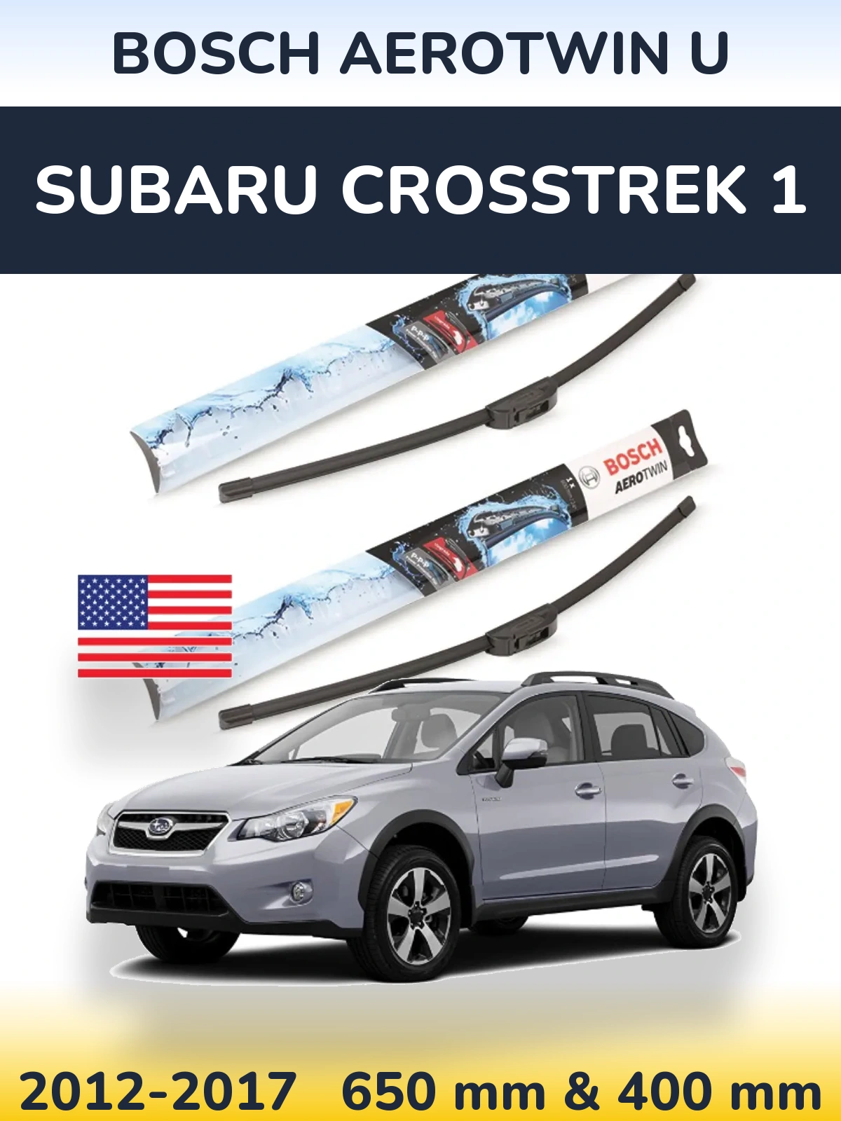 Комплект передних дворников BOSCH AeroTwin U 650 & 400 мм для Subaru Crosstrek 1 2012-2017