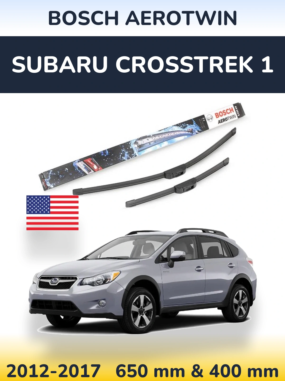 Комплект передних дворников BOSCH AeroTwin 650 & 400 мм для Subaru Crosstrek 1 2012-2017