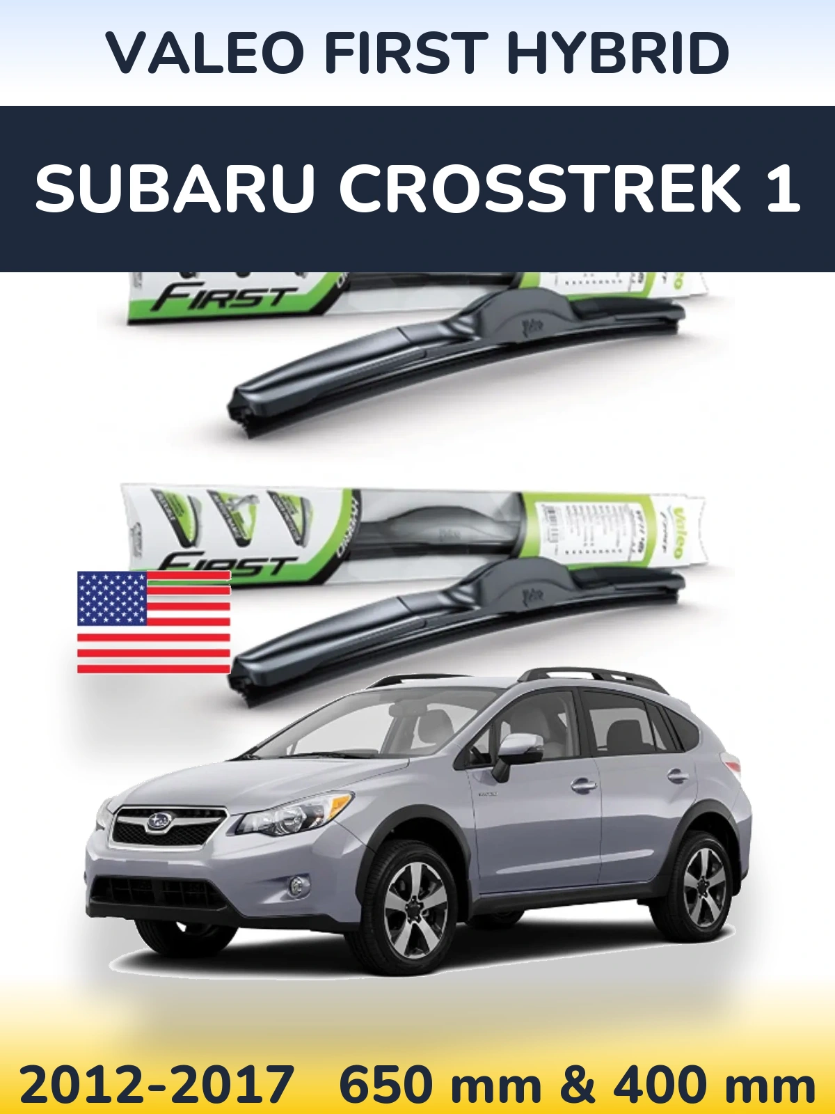 Front wiper blade set Valeo First Hybrid 650 & 400 мм for Subaru Crosstrek 1 2012-2017