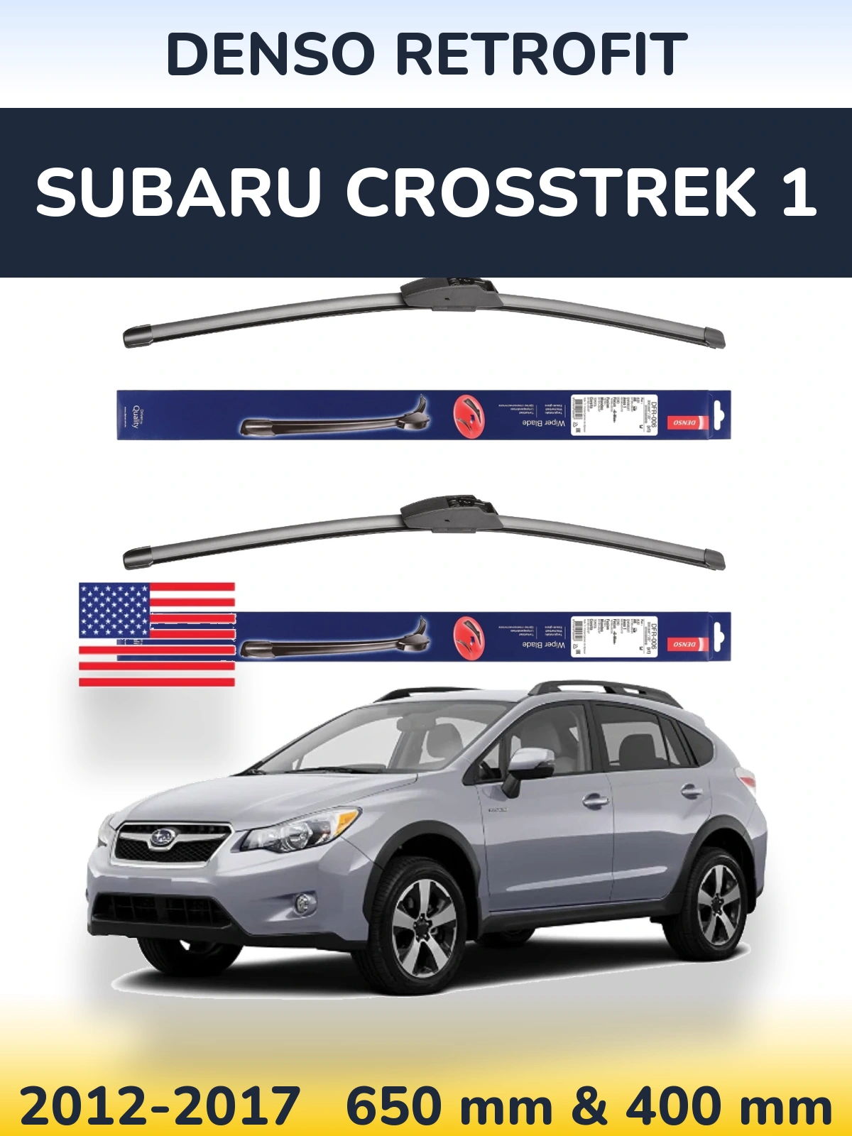 Front wiper blade set Denso Retrofit 650 & 400 мм for Subaru Crosstrek 1 2012-2017