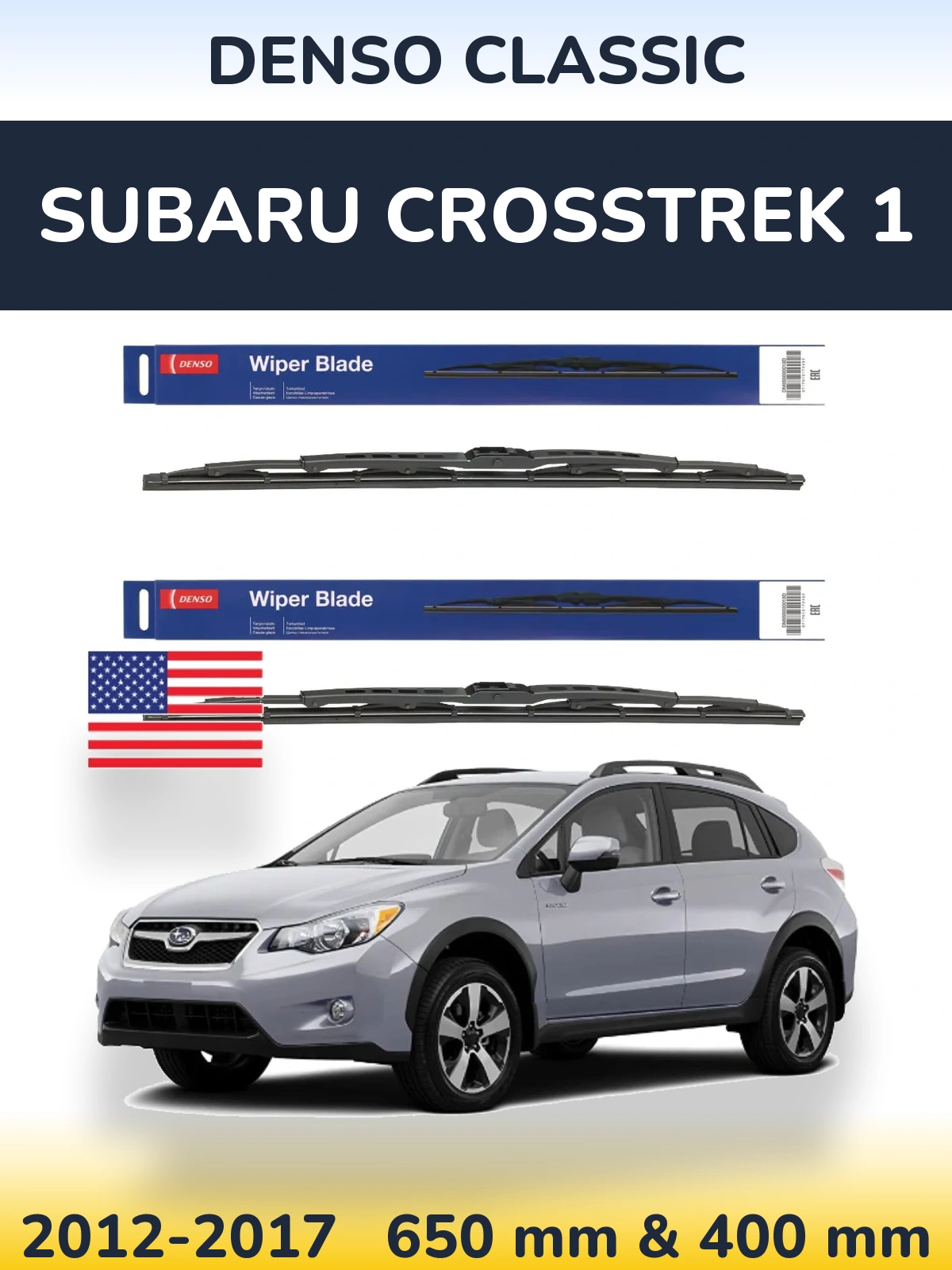 Комплект передних дворников Denso Classic 650 & 400 мм для Subaru Crosstrek 1 2012-2017