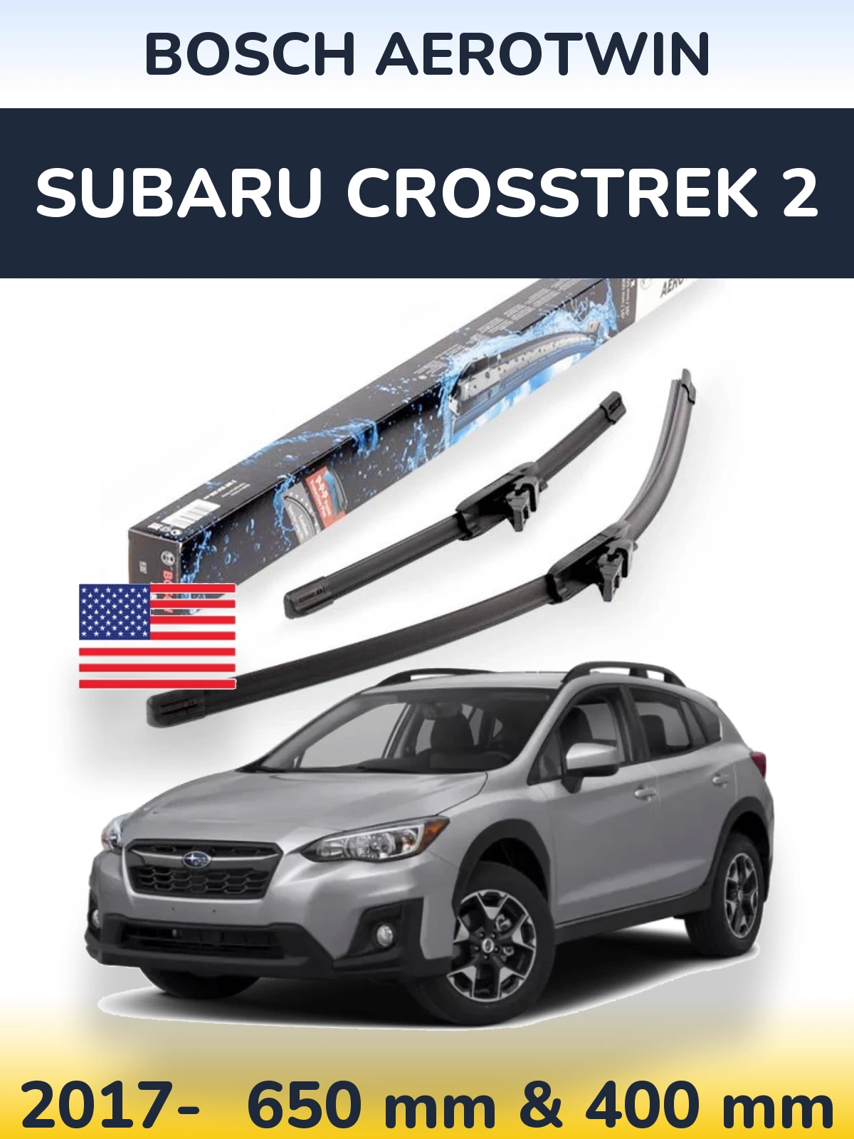 Комплект передних дворников BOSCH AeroTwin 650 & 400 мм для Subaru Crosstrek 2 2017-2026