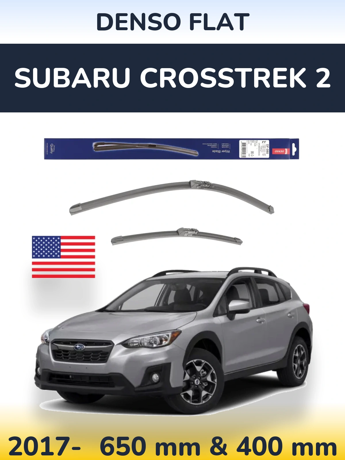 Комплект передних дворников Denso Flat 650 & 400 мм для Subaru Crosstrek 2 2017-2026