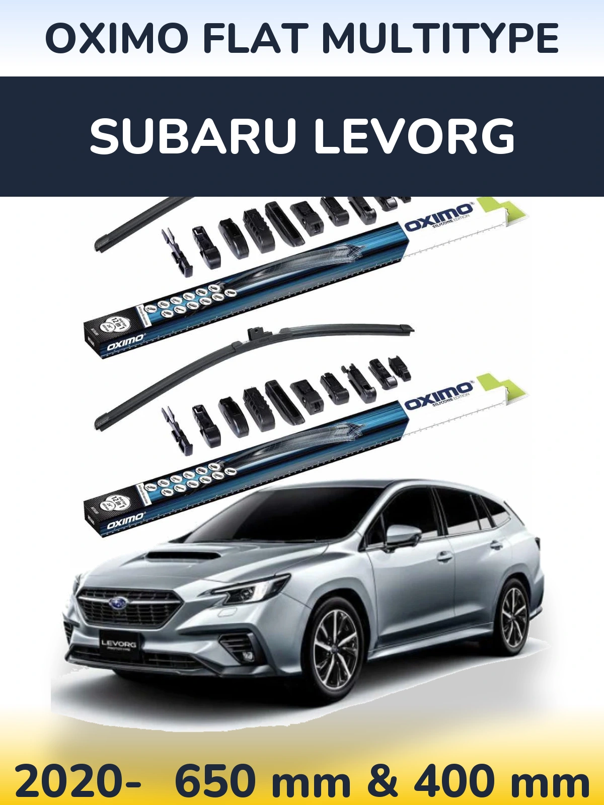 Комплект передних дворников Oximo Flat MultiТипe 650 & 400 мм для Subaru Levorg 2020-2026