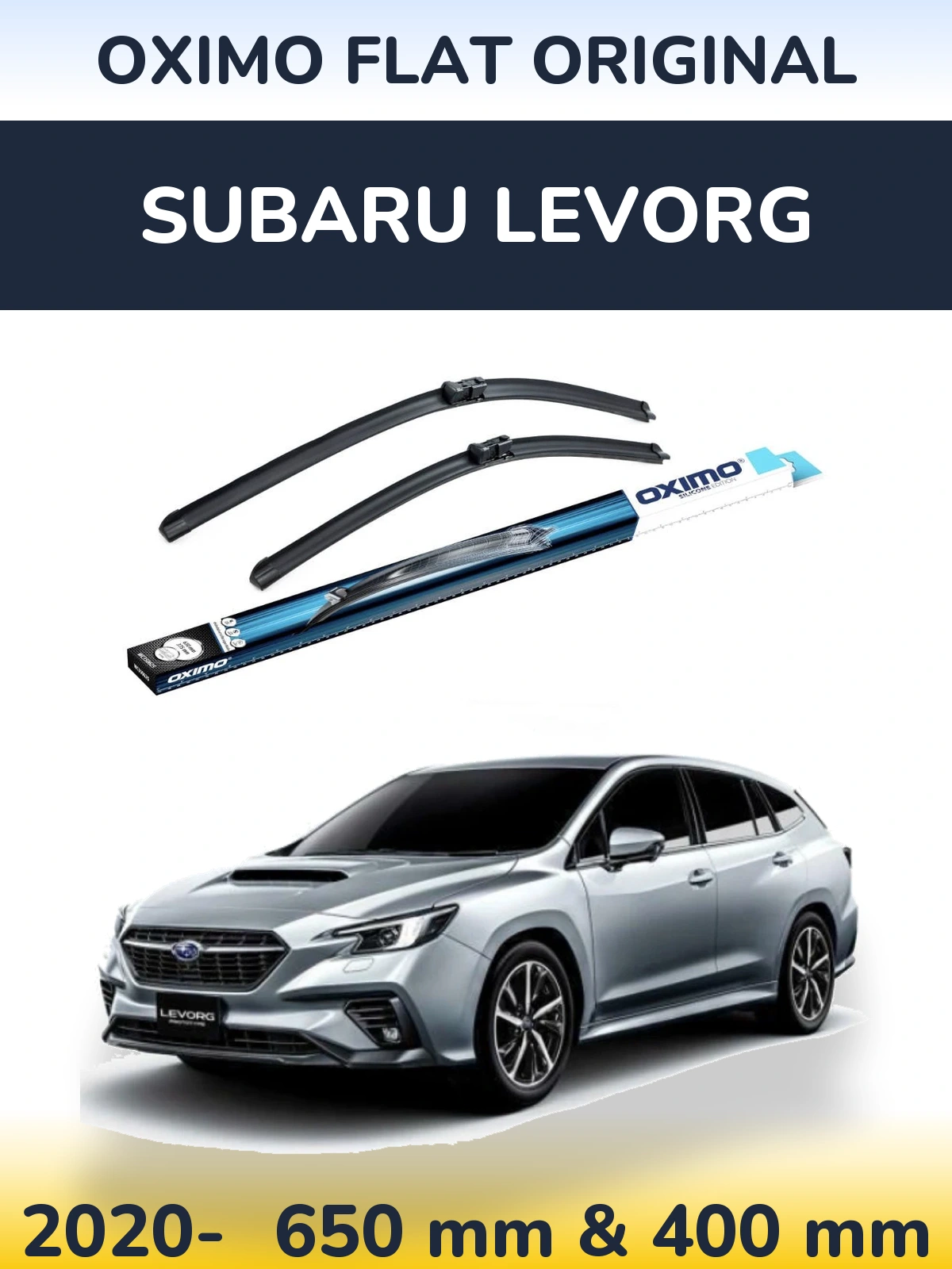 Front wiper blade set Oximo Flat Original 650 & 400 mm for Subaru Levorg 2020-2026