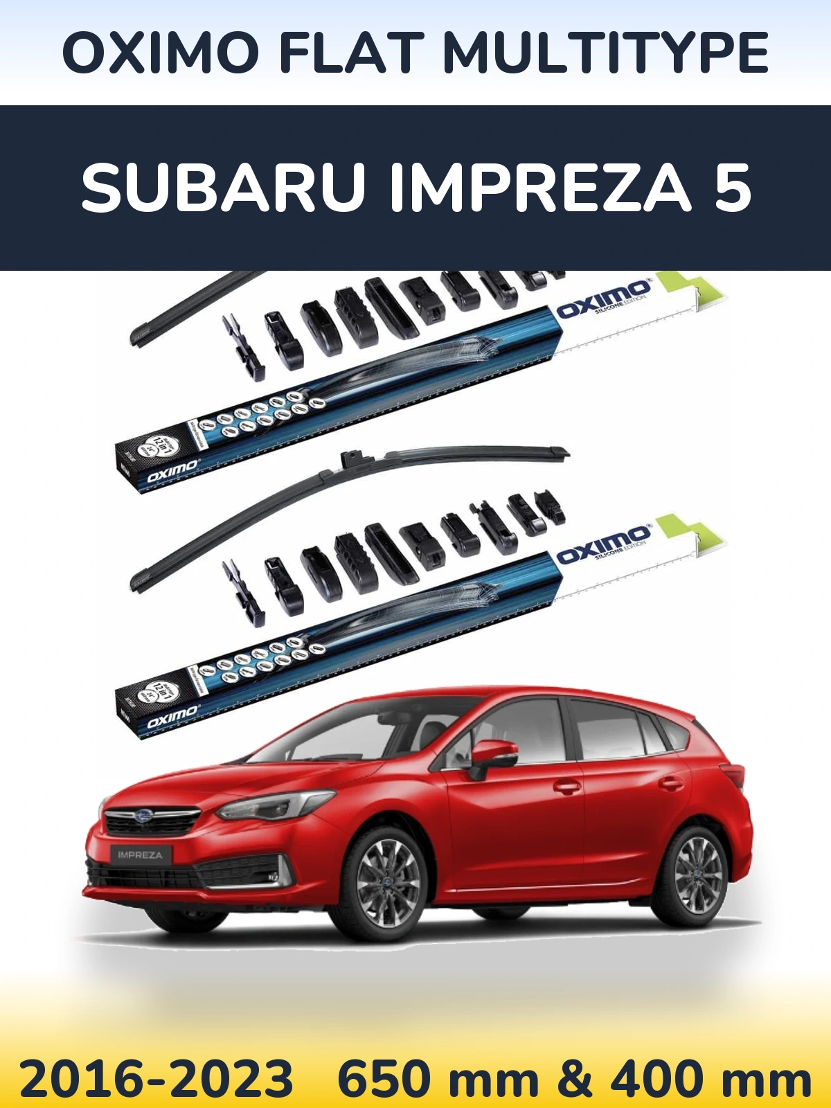 Front wiper blade set Oximo Flat MultiTypee 650 & 400 мм for Subaru Impreza 5 2016-2023