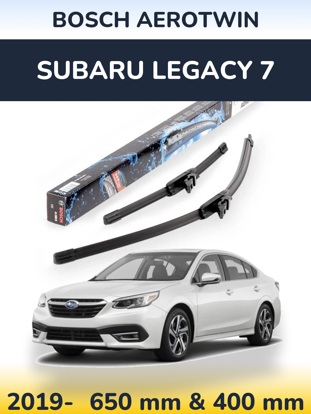 Komplet przednich wycieraczek BOSCH AeroTwin 650 & 400 mm do Subaru Legacy 7 2019-2026