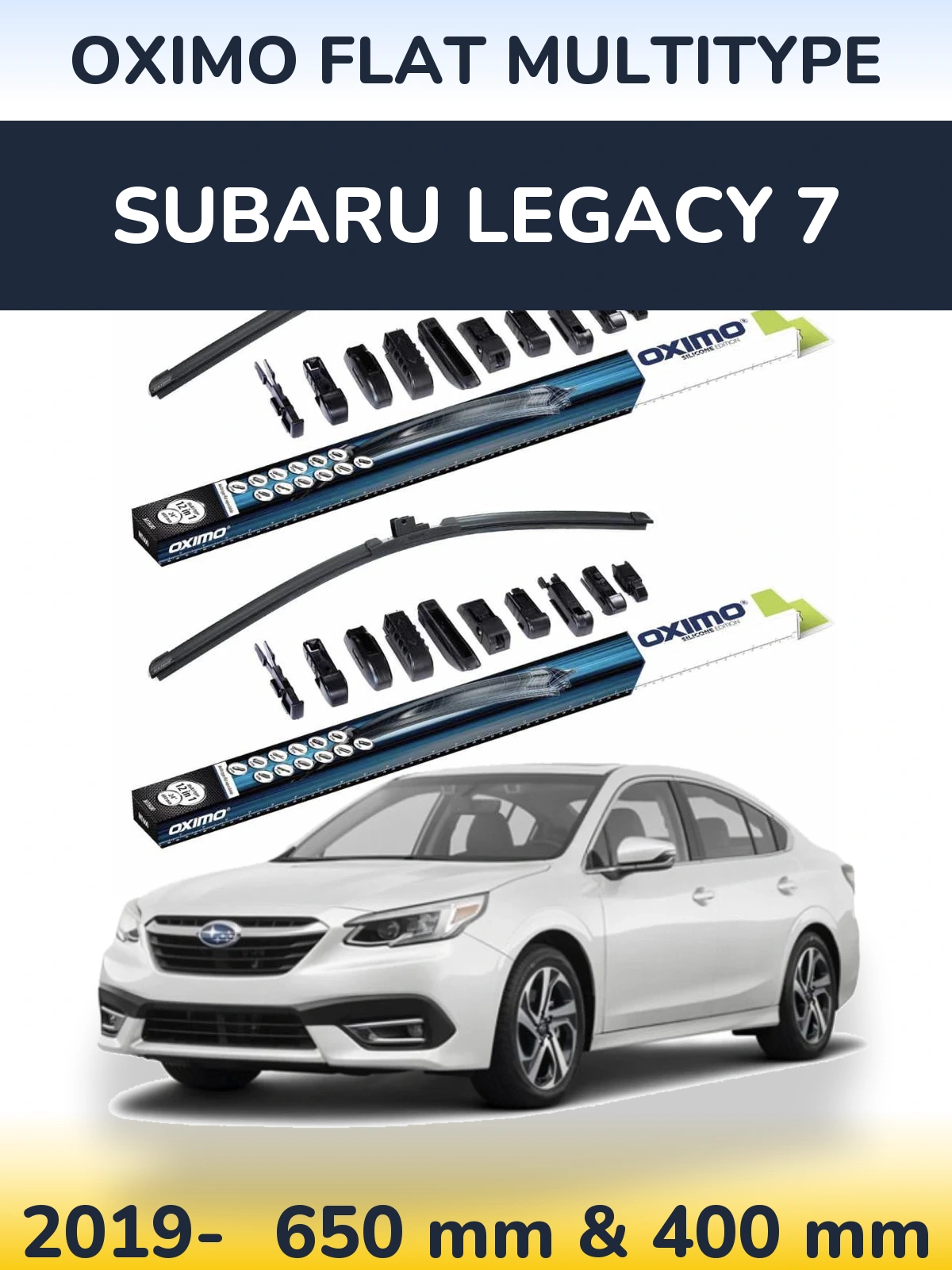 Komplet przednich wycieraczek Oximo Flat MultiType 650 & 400 mm do Subaru Legacy 7 2019-2026