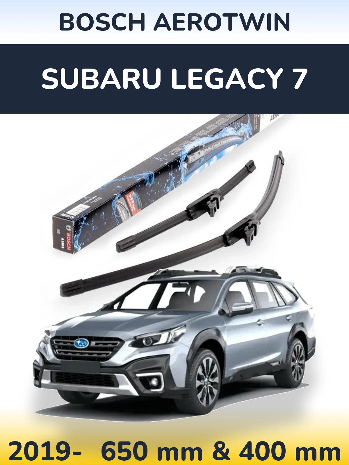 Комплект передніх щіток BOSCH AeroTwin 650 & 400 мм для Subaru Legacy 7 2019-2026